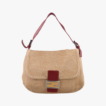 Mamma Baguette Beige × Burgundy Raffia × Leather 8BR001 Lot number unknownマンマバケット ベージュ × ボルドー ラフィア × レザー 8BR001 製番不明