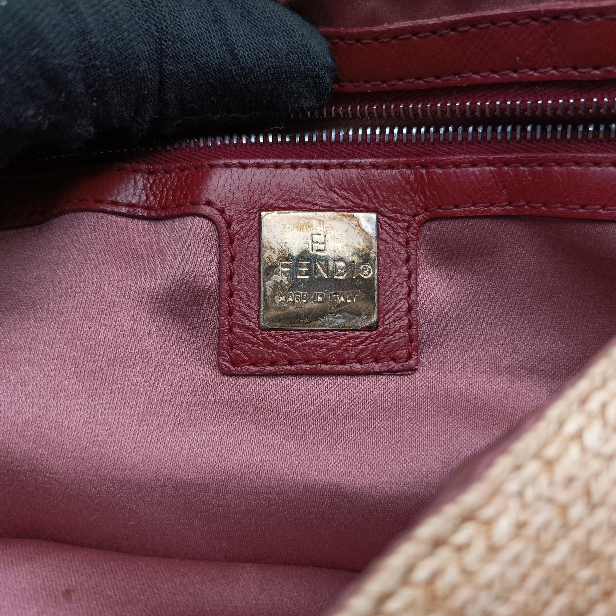 Mamma Baguette Beige × Burgundy Raffia × Leather 8BR001 Lot number unknownマンマバケット ベージュ × ボルドー ラフィア × レザー 8BR001 製番不明
