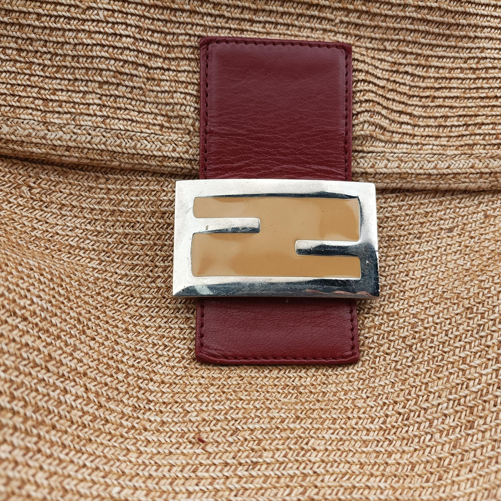 Mamma Baguette Beige × Burgundy Raffia × Leather 8BR001 Lot number unknownマンマバケット ベージュ × ボルドー ラフィア × レザー 8BR001 製番不明