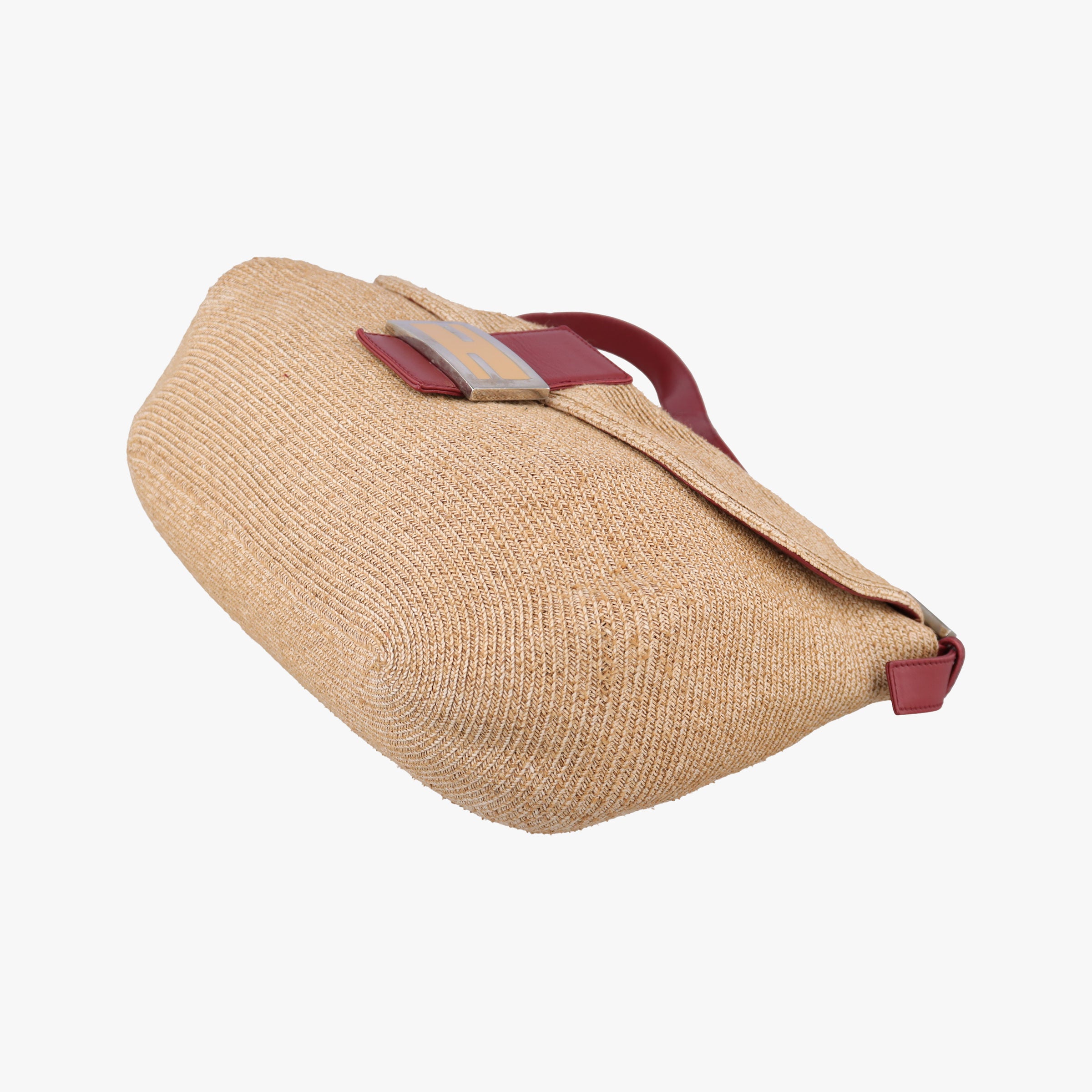 Mamma Baguette Beige × Burgundy Raffia × Leather 8BR001 Lot number unknownマンマバケット ベージュ × ボルドー ラフィア × レザー 8BR001 製番不明