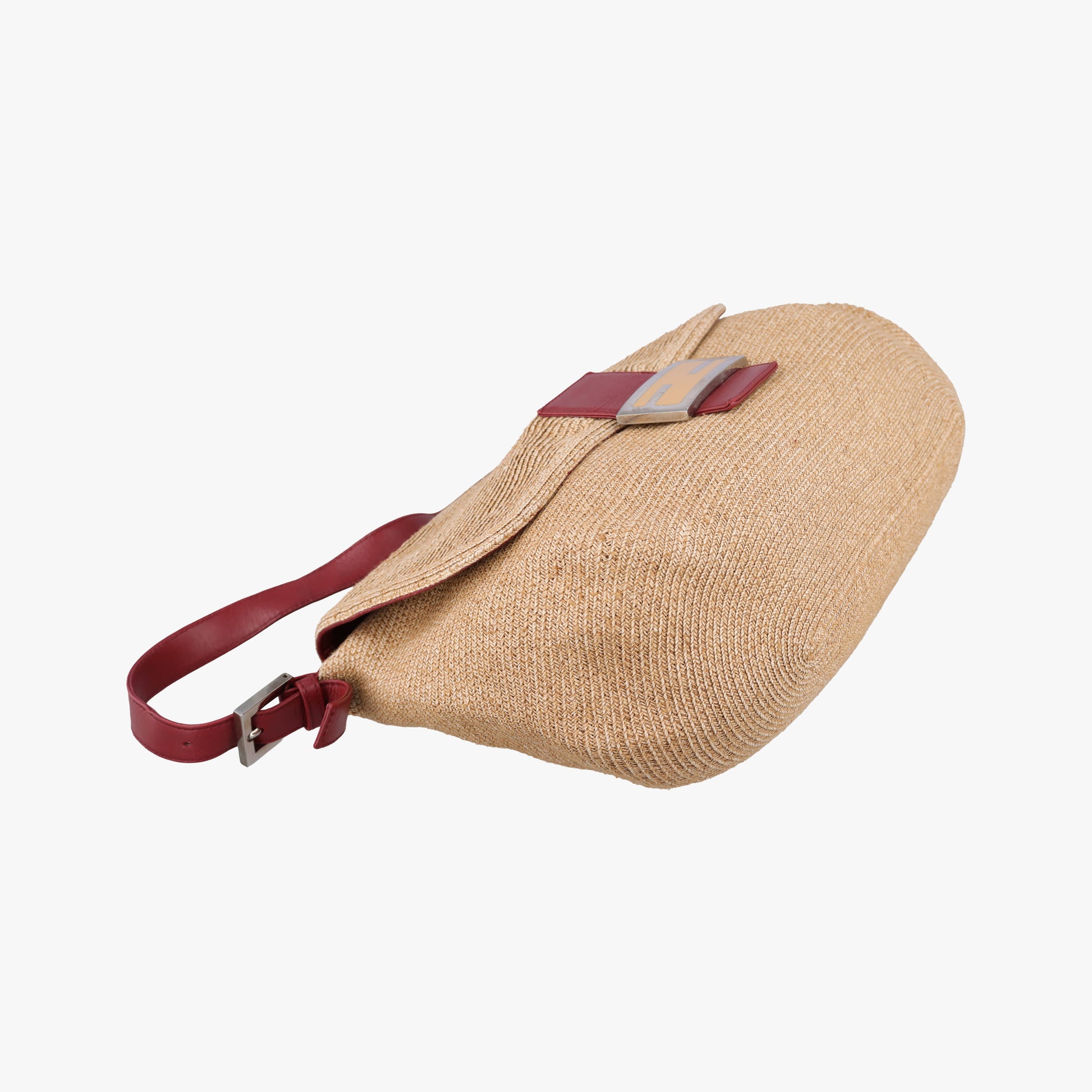 Mamma Baguette Beige × Burgundy Raffia × Leather 8BR001 Lot number unknownマンマバケット ベージュ × ボルドー ラフィア × レザー 8BR001 製番不明