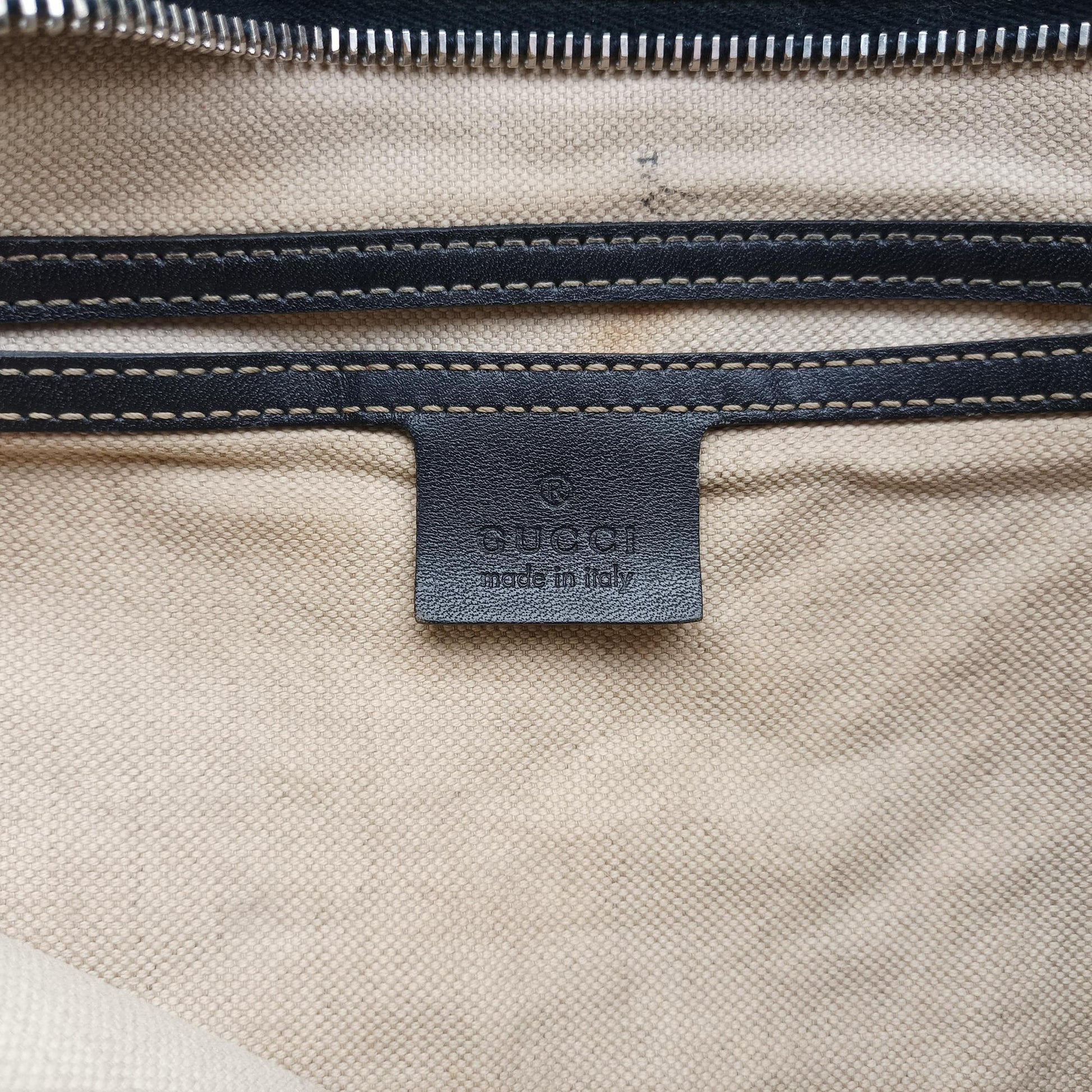GG Plus GG Supreme Beige×Navy PVC coated canvas×Leather 201446 Lot number unknownGGプラス GGスプリーム ベージュ×ネイビー PVCコーティングキャンバス×レザー 201446 製番不明