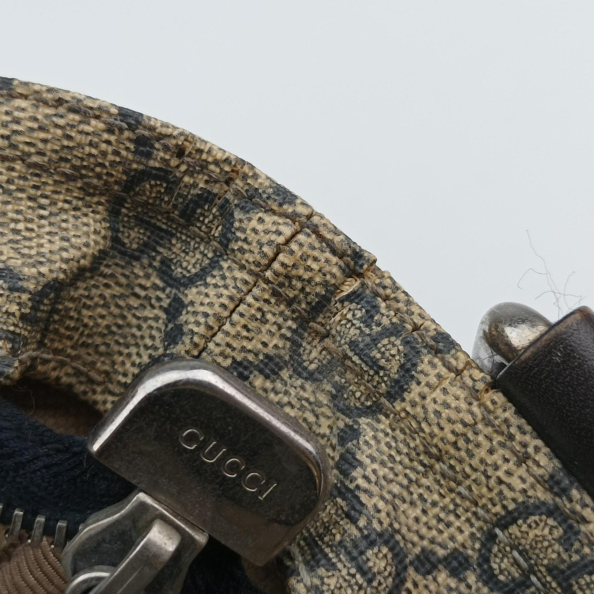 GG Plus GG Supreme Beige×Navy PVC coated canvas×Leather 201446 Lot number unknownGGプラス GGスプリーム ベージュ×ネイビー PVCコーティングキャンバス×レザー 201446 製番不明