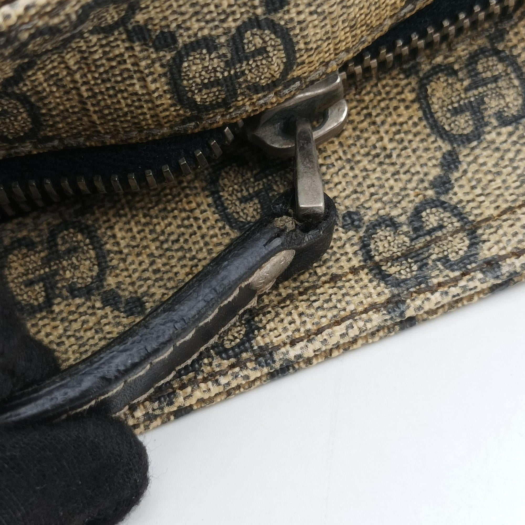 GG Plus GG Supreme Beige×Navy PVC coated canvas×Leather 201446 Lot number unknownGGプラス GGスプリーム ベージュ×ネイビー PVCコーティングキャンバス×レザー 201446 製番不明