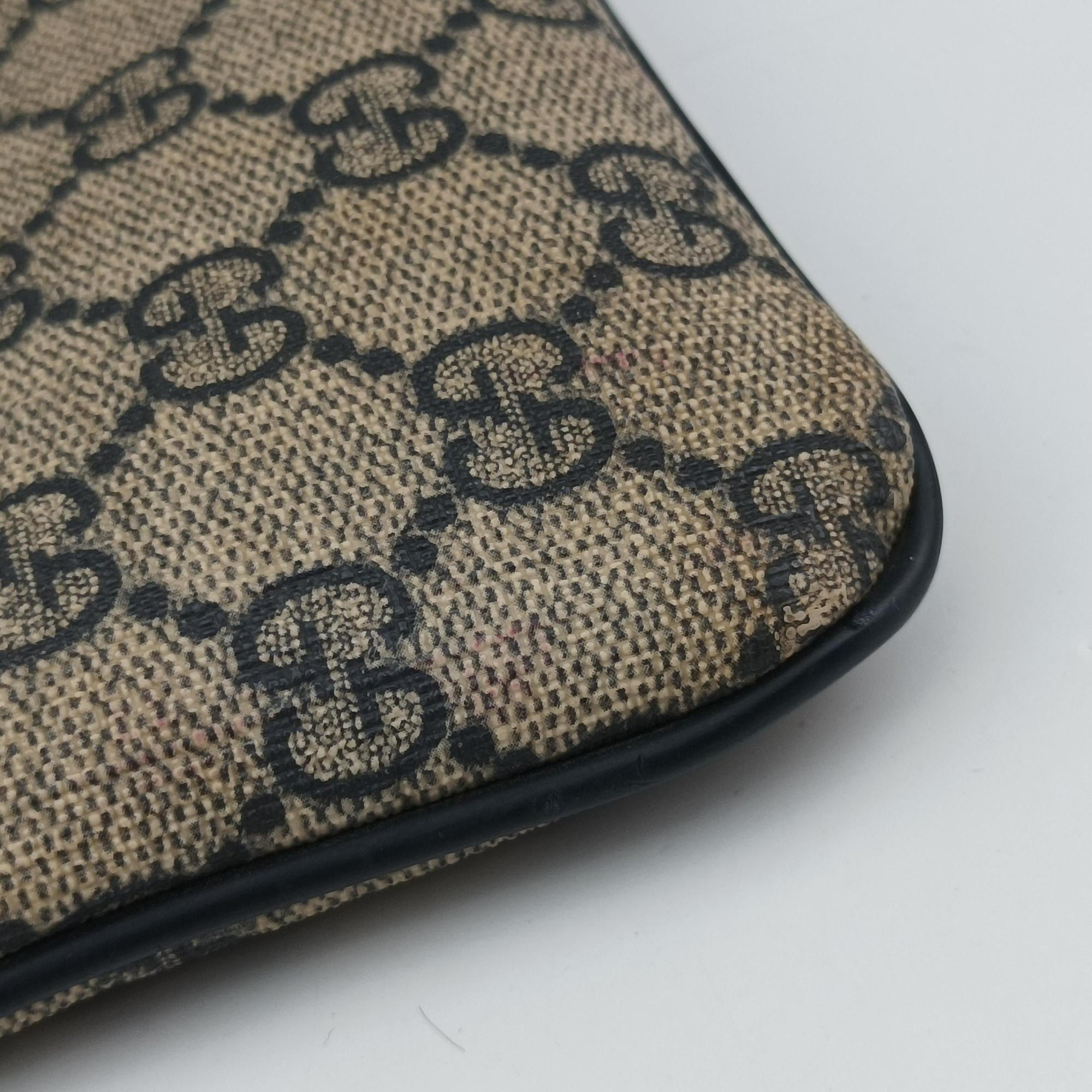 GG Plus GG Supreme Beige×Navy PVC coated canvas×Leather 201446 Lot number unknownGGプラス GGスプリーム ベージュ×ネイビー PVCコーティングキャンバス×レザー 201446 製番不明