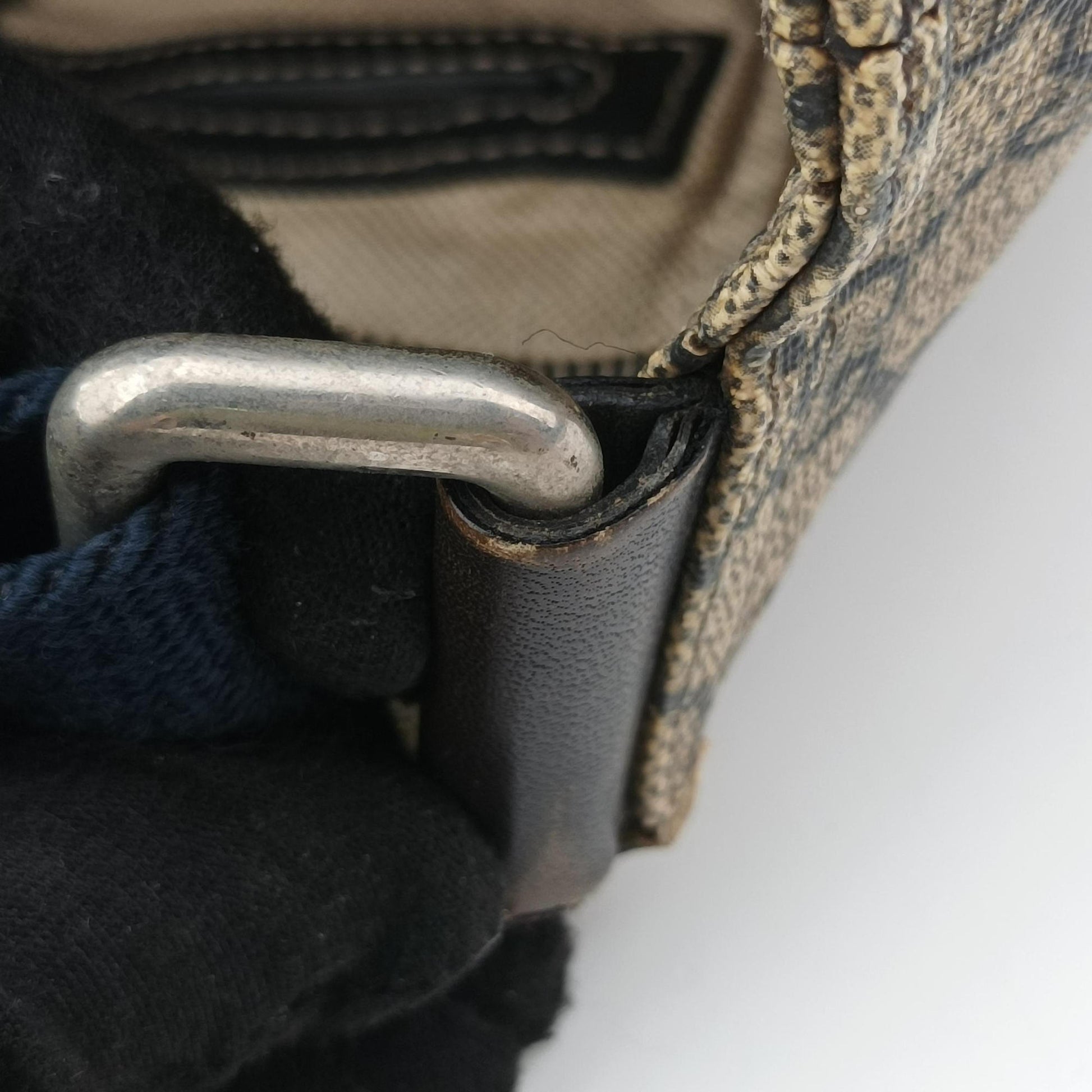 GG Plus GG Supreme Beige×Navy PVC coated canvas×Leather 201446 Lot number unknownGGプラス GGスプリーム ベージュ×ネイビー PVCコーティングキャンバス×レザー 201446 製番不明