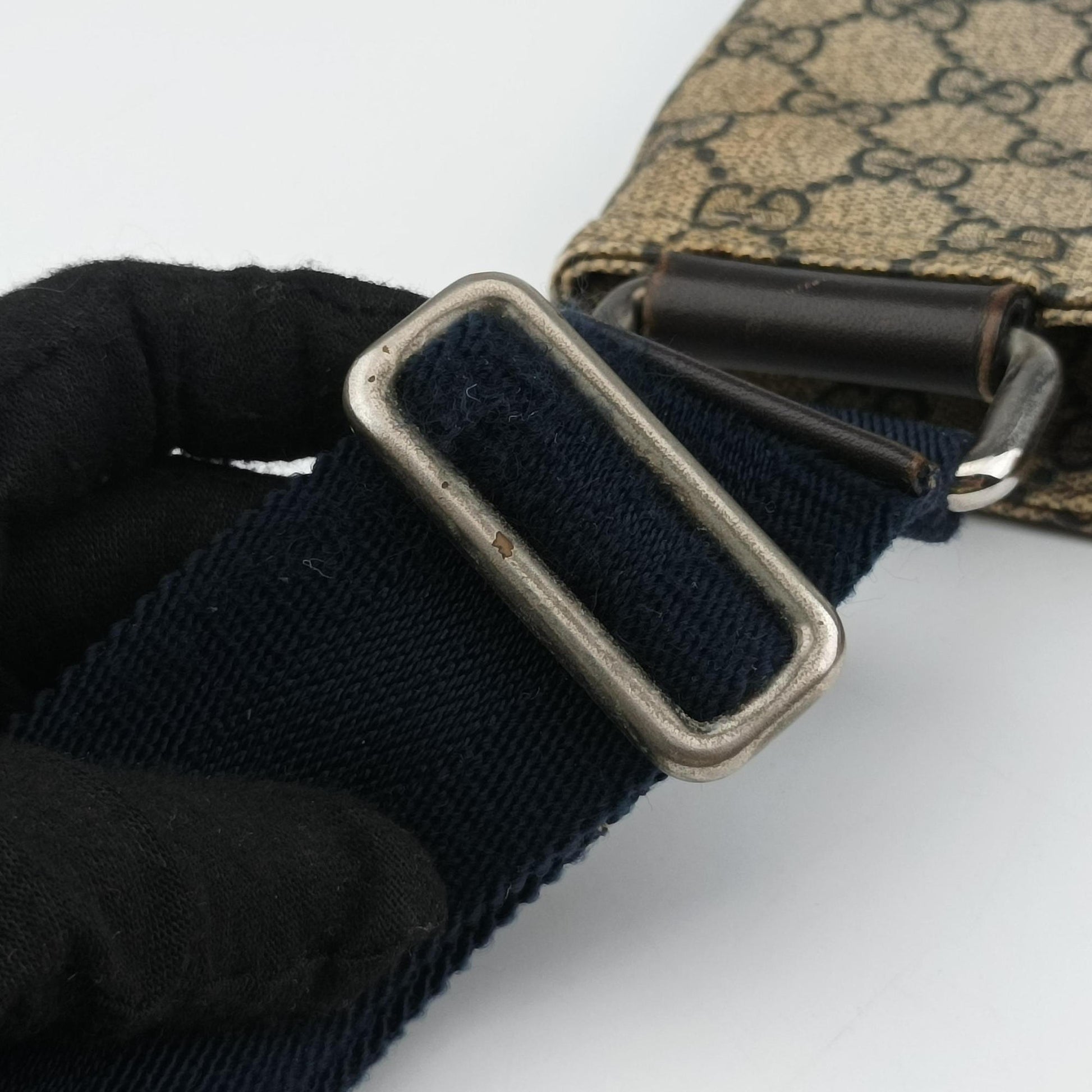 GG Plus GG Supreme Beige×Navy PVC coated canvas×Leather 201446 Lot number unknownGGプラス GGスプリーム ベージュ×ネイビー PVCコーティングキャンバス×レザー 201446 製番不明