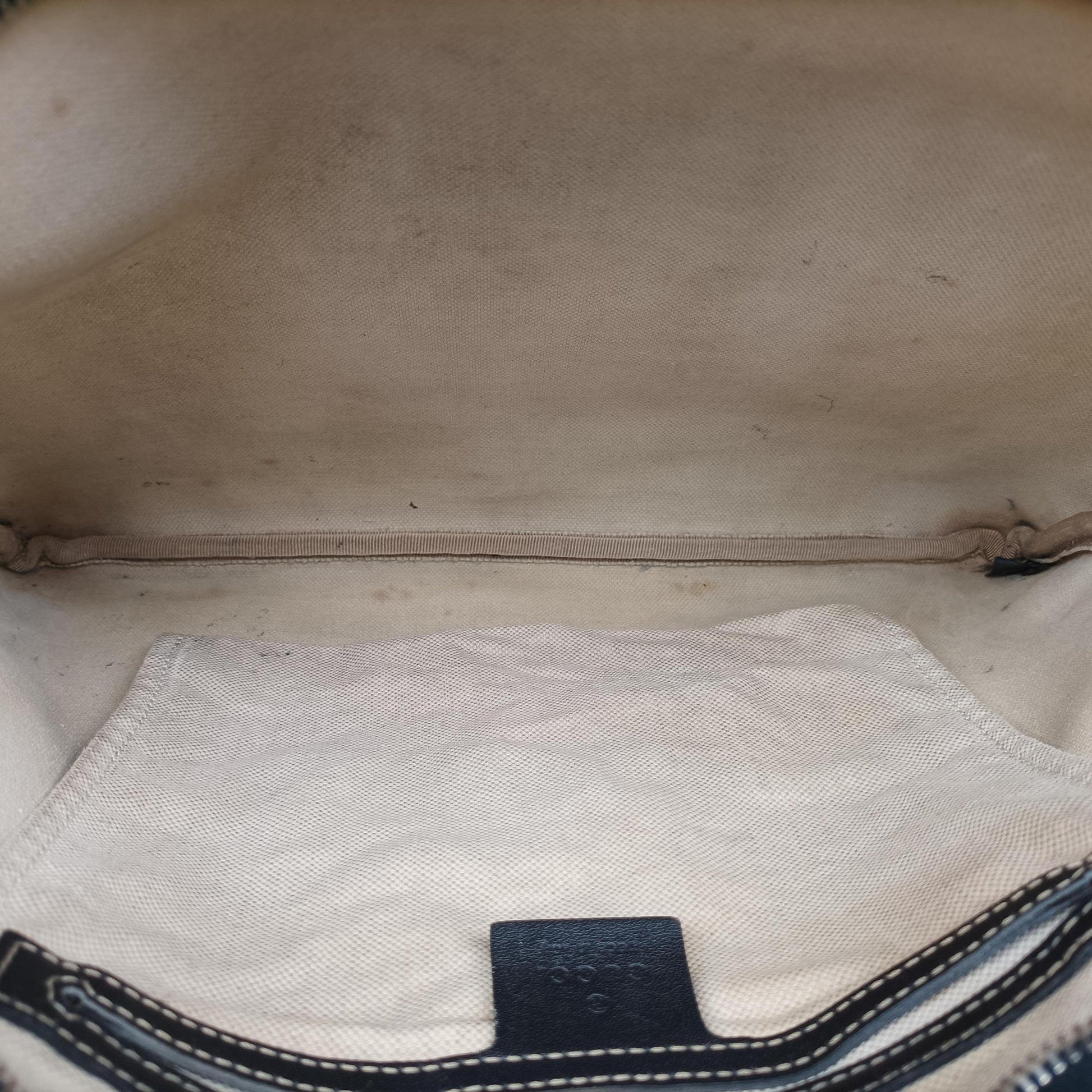 GG Plus GG Supreme Beige×Navy PVC coated canvas×Leather 201446 Lot number unknownGGプラス GGスプリーム ベージュ×ネイビー PVCコーティングキャンバス×レザー 201446 製番不明