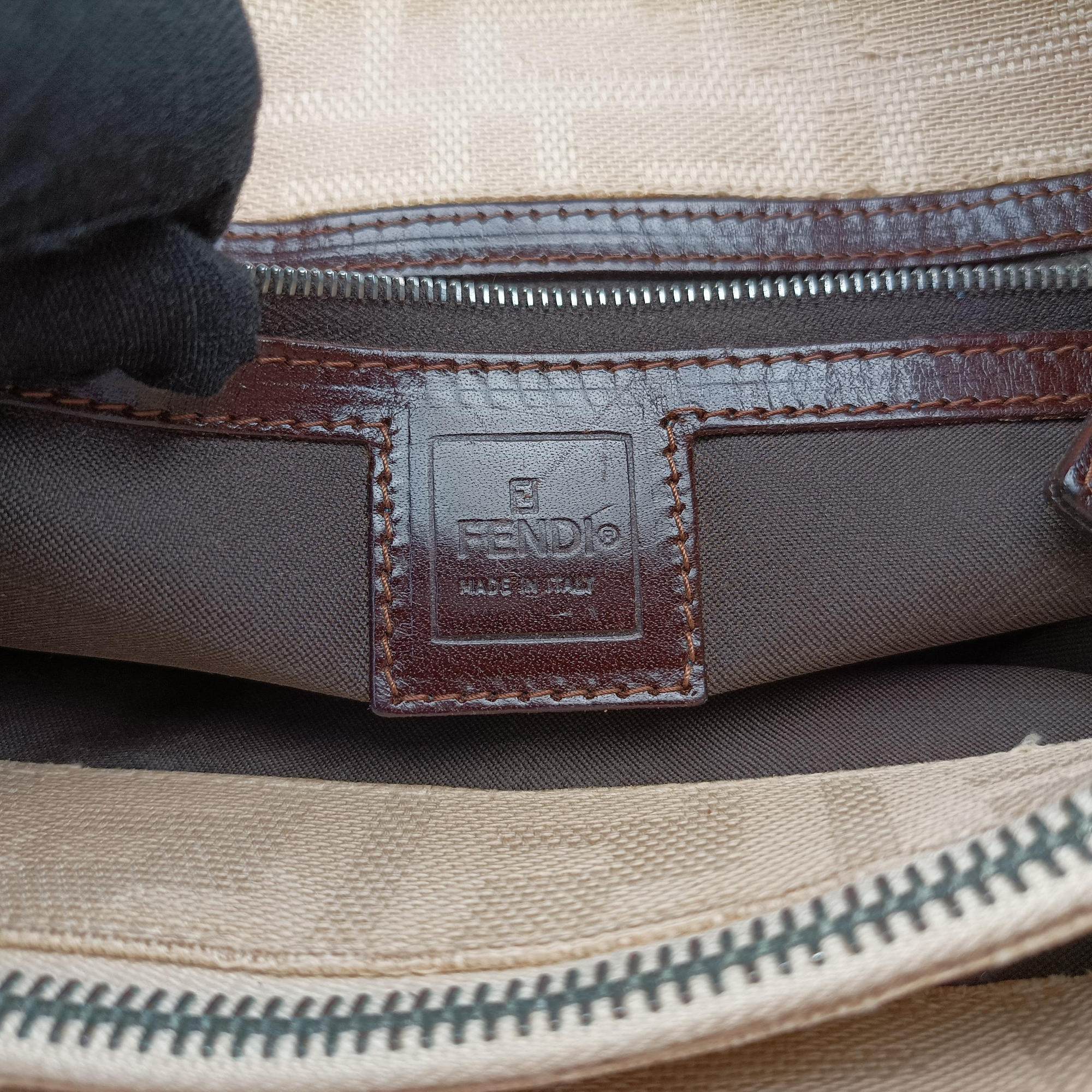 Mamma Baguette Beige × Brown canvas×leather 091611 0916115 1002マンマバケット ベージュ × ブラウン キャンバス×レザー 091611 0916115 1002