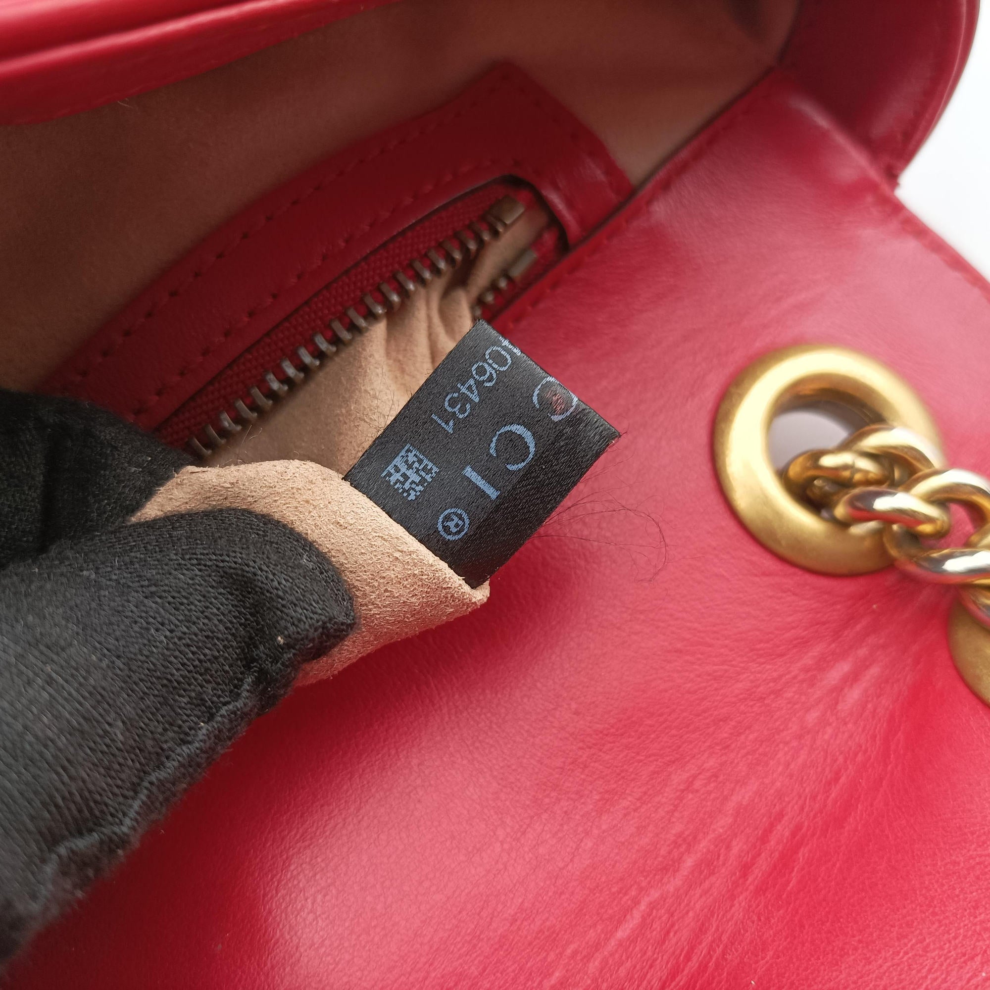 GG Marmont Red Leather 443497 F024406431GGマーモント レッド レザー 443497 F024406431