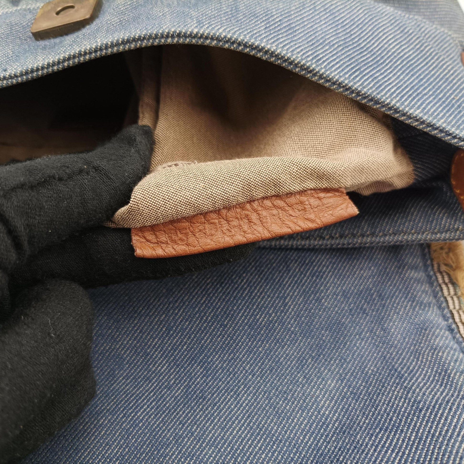Chef Blue Denim ×Brown Trim Denim CanvasxCalfskin Lot number unknownシェフ ブルーデニム × ブラウン デニムキャンバス × カーフレザー 製番不明