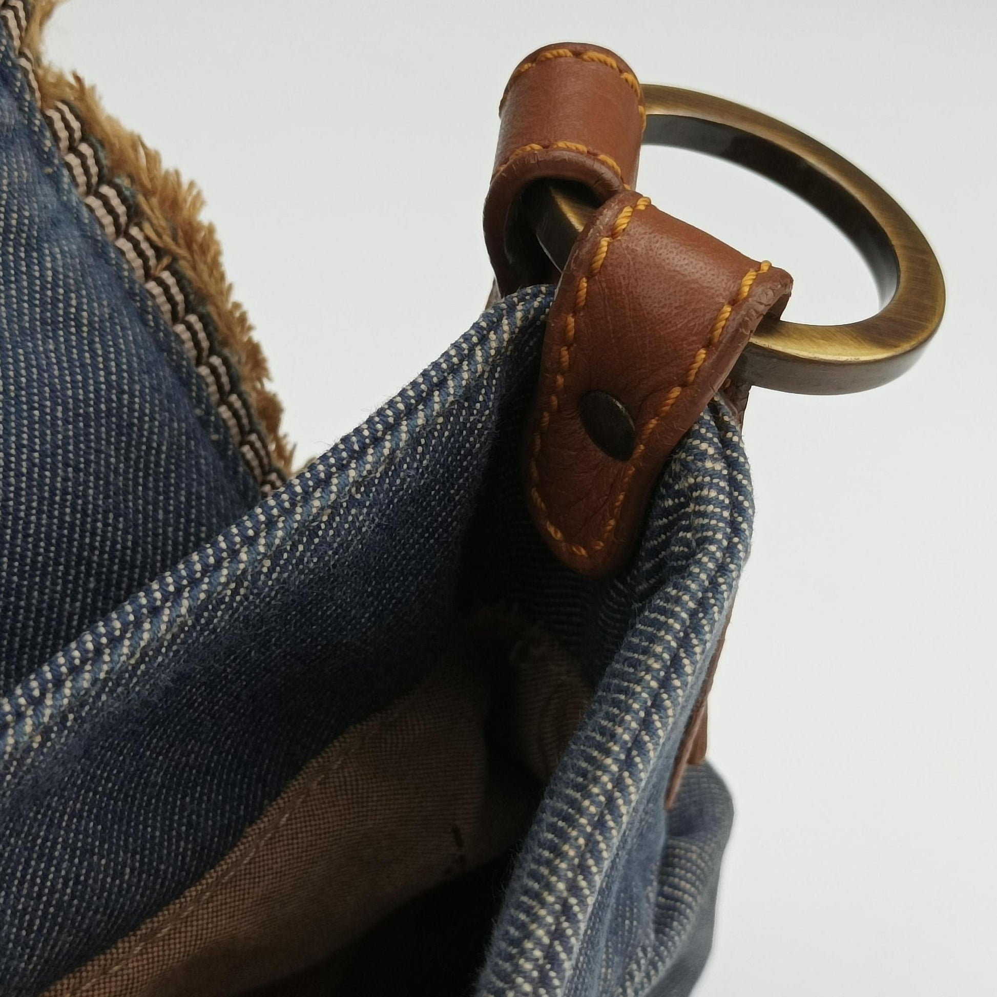Chef Blue Denim ×Brown Trim Denim CanvasxCalfskin Lot number unknownシェフ ブルーデニム × ブラウン デニムキャンバス × カーフレザー 製番不明