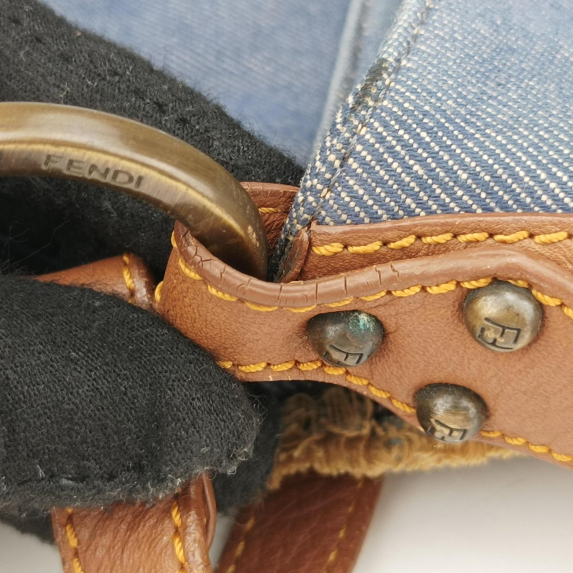 Chef Blue Denim ×Brown Trim Denim CanvasxCalfskin Lot number unknownシェフ ブルーデニム × ブラウン デニムキャンバス × カーフレザー 製番不明