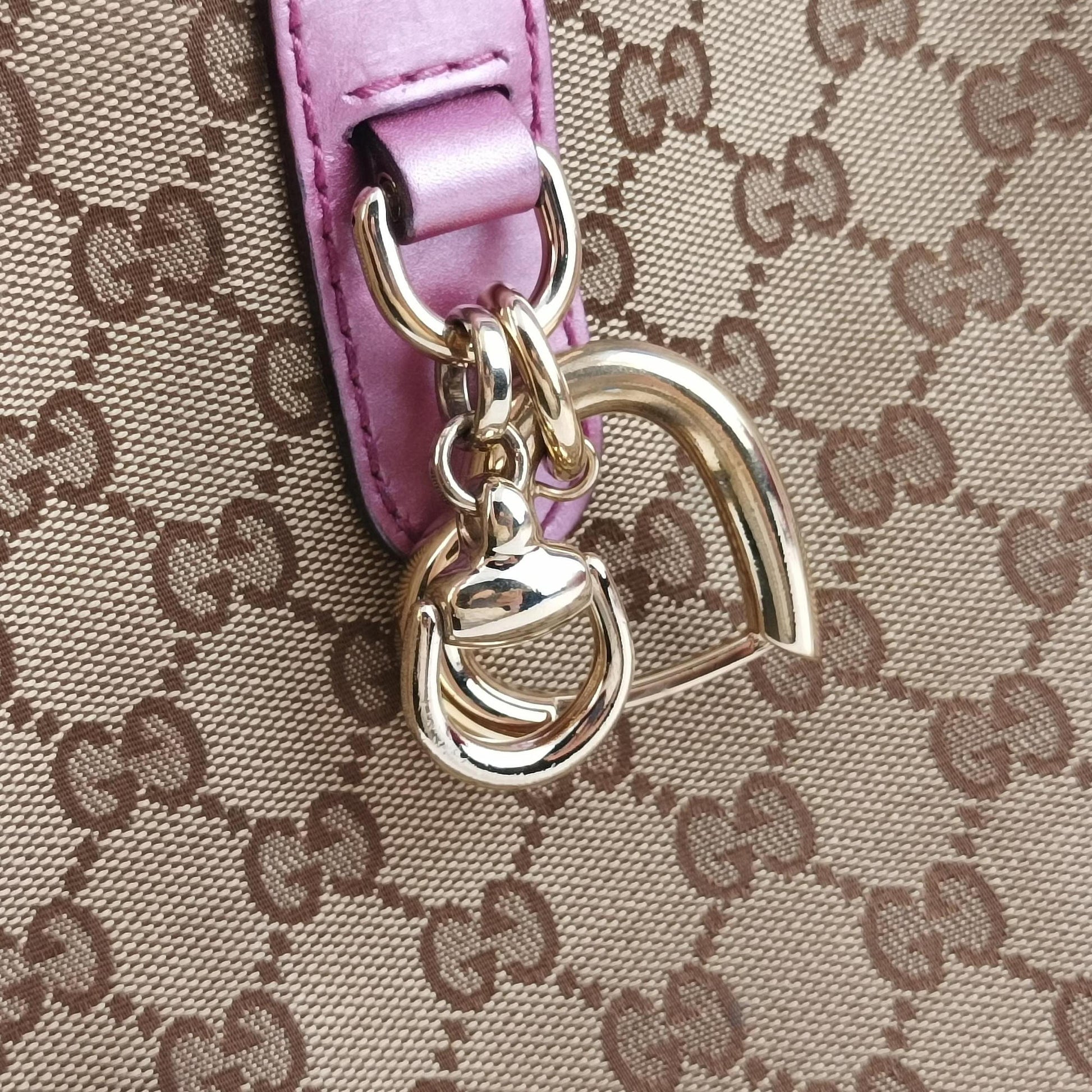 Guccissima Heart Bit Beige × Pink Canvas×Leather 269957 H011347766グッチシマ ハートビット ベージュ×ピンク キャンバス×レザー 269957 H011347766