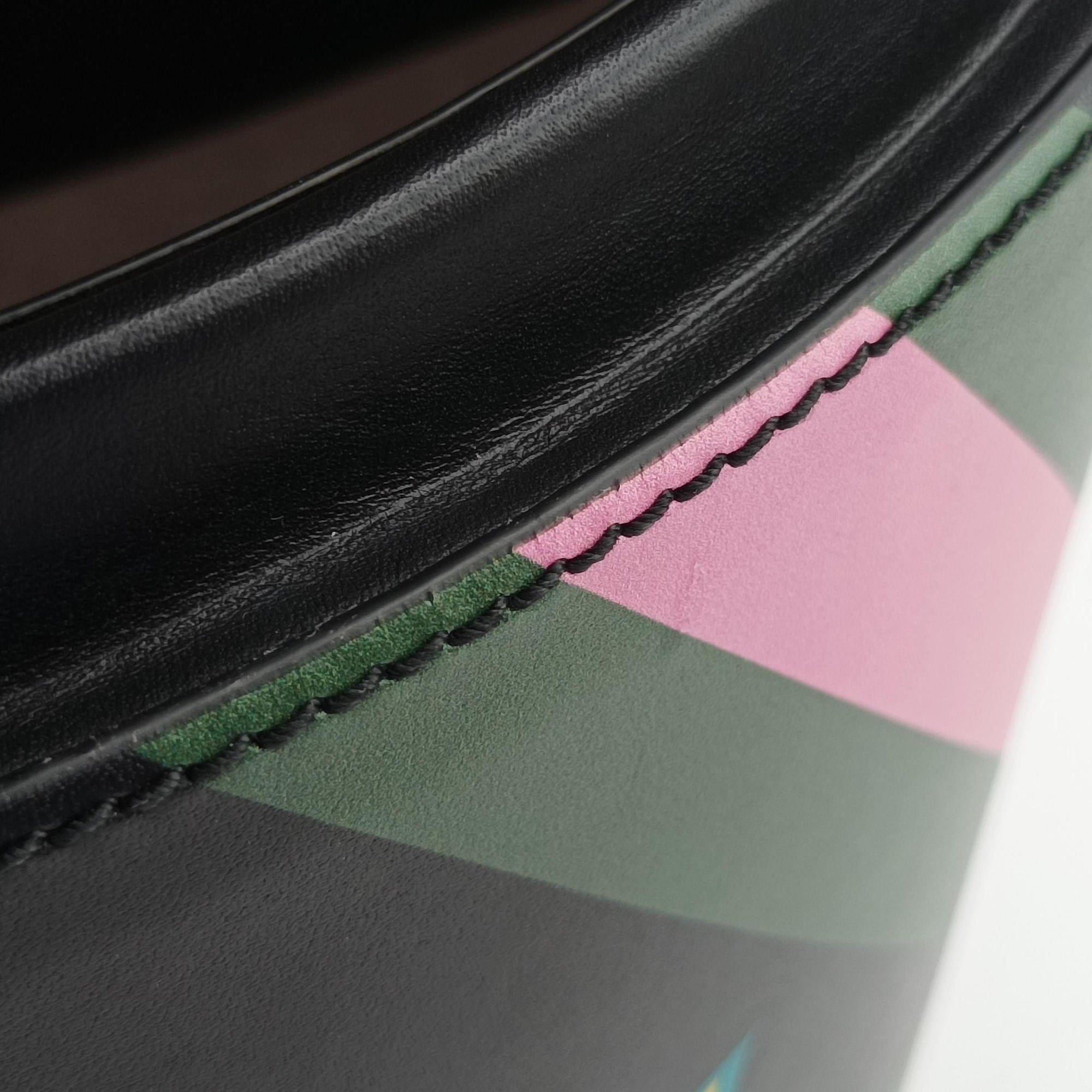 Printed bucket Black × blue × pink × green Leather 675882 I3023790プリント バケット ブラック × ブルー × ピンク × グリーン レザー 675882 I3023790
