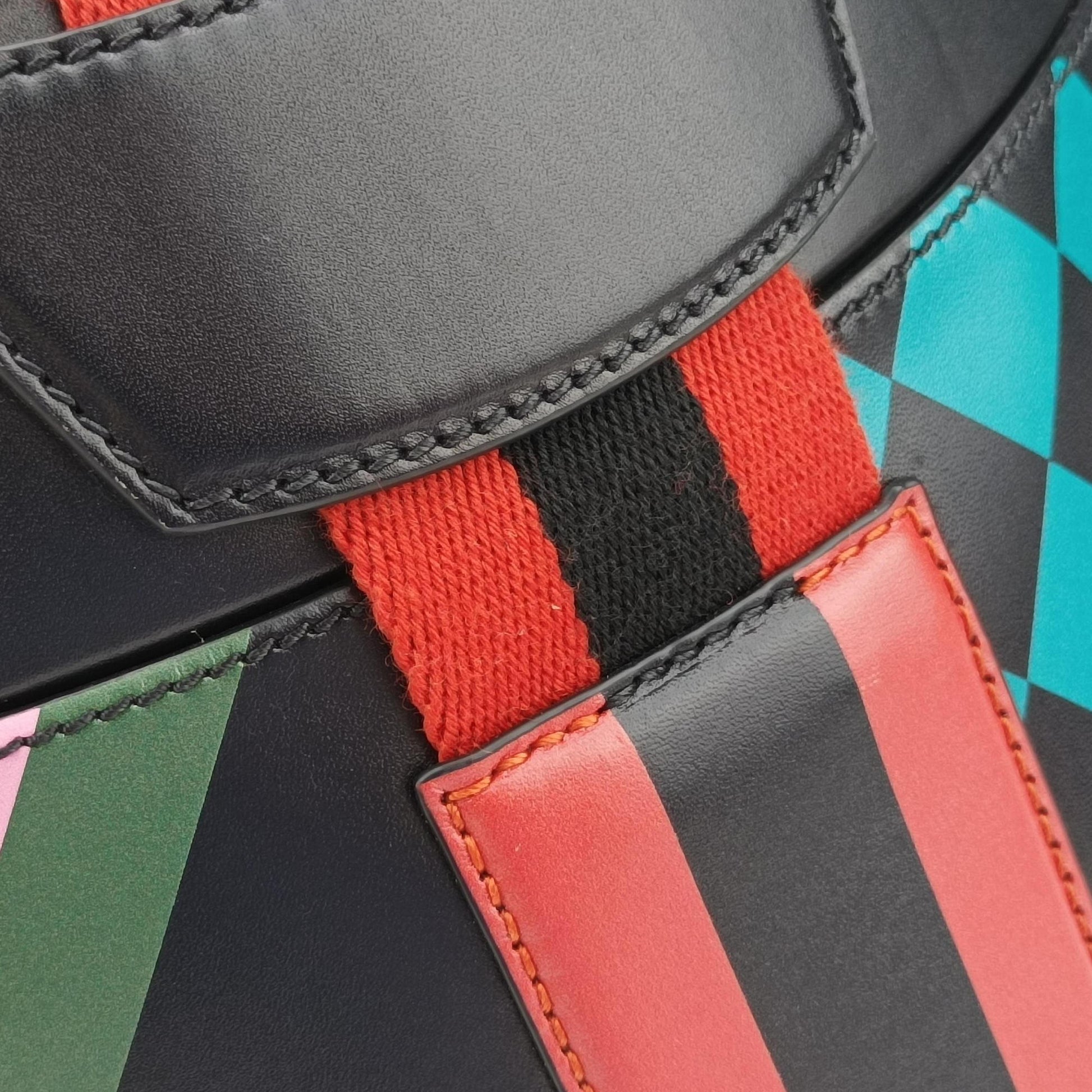 Printed bucket Black × blue × pink × green Leather 675882 I3023790プリント バケット ブラック × ブルー × ピンク × グリーン レザー 675882 I3023790