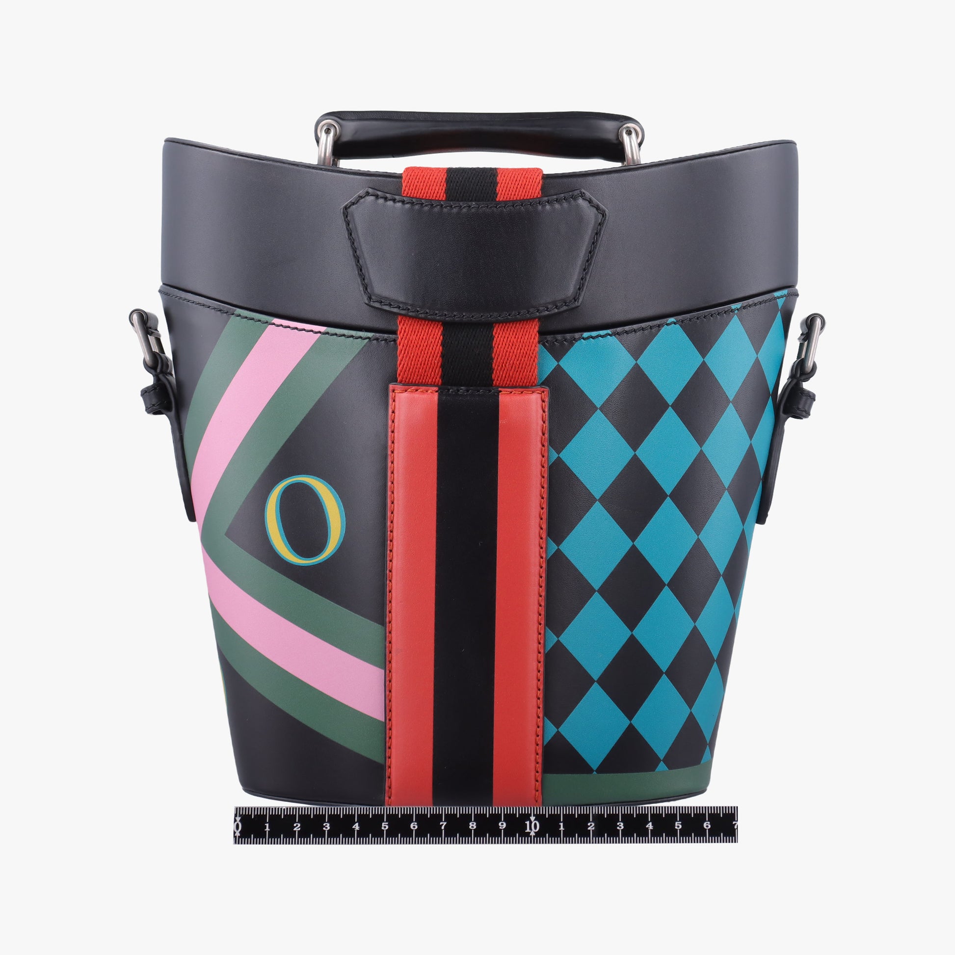 Printed bucket Black × blue × pink × green Leather 675882 I3023790プリント バケット ブラック × ブルー × ピンク × グリーン レザー 675882 I3023790
