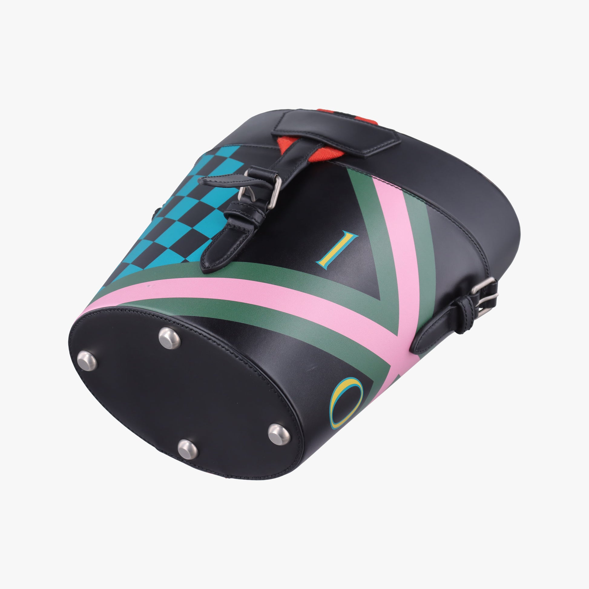 Printed bucket Black × blue × pink × green Leather 675882 I3023790プリント バケット ブラック × ブルー × ピンク × グリーン レザー 675882 I3023790