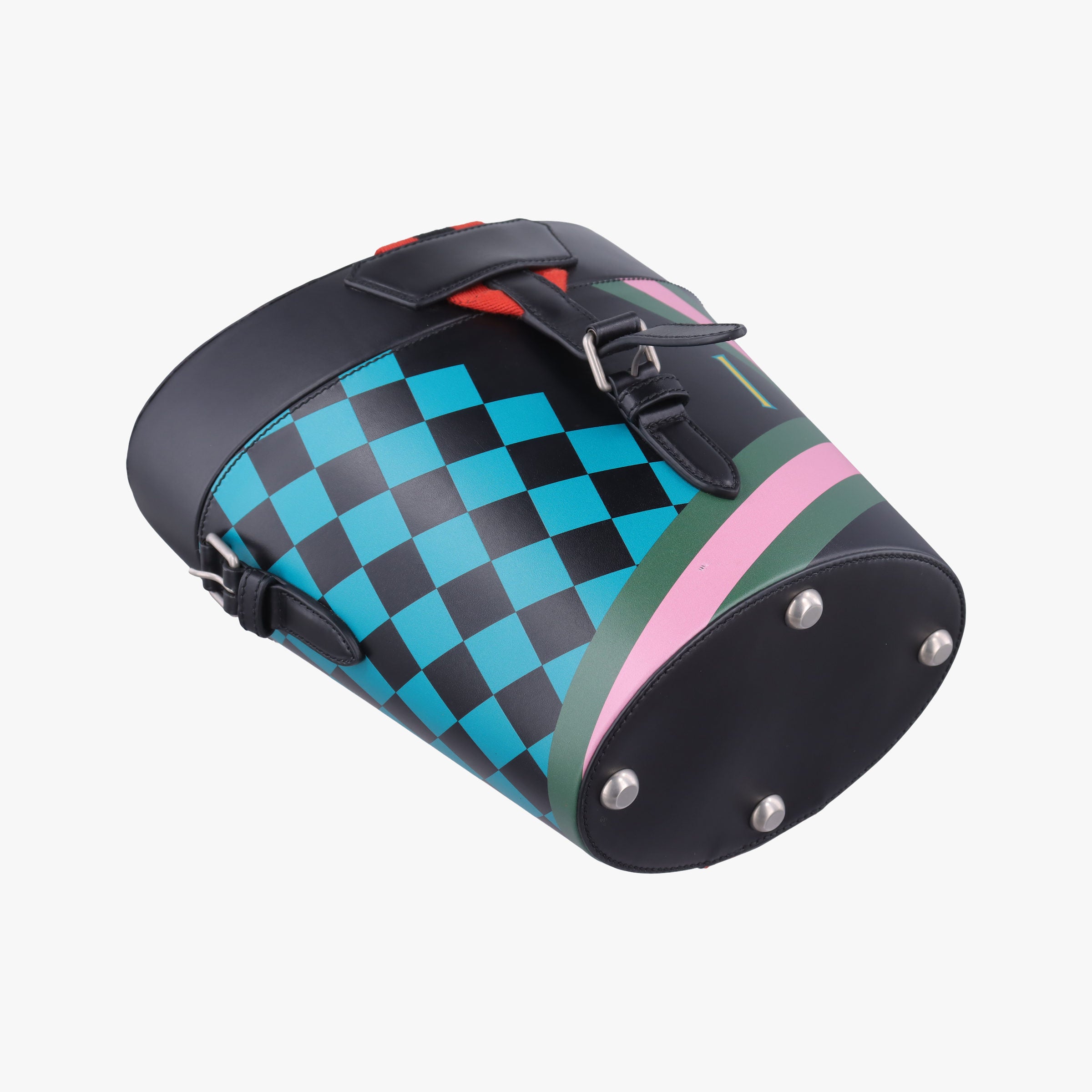 Printed bucket Black × blue × pink × green Leather 675882 I3023790プリント バケット ブラック × ブルー × ピンク × グリーン レザー 675882 I3023790