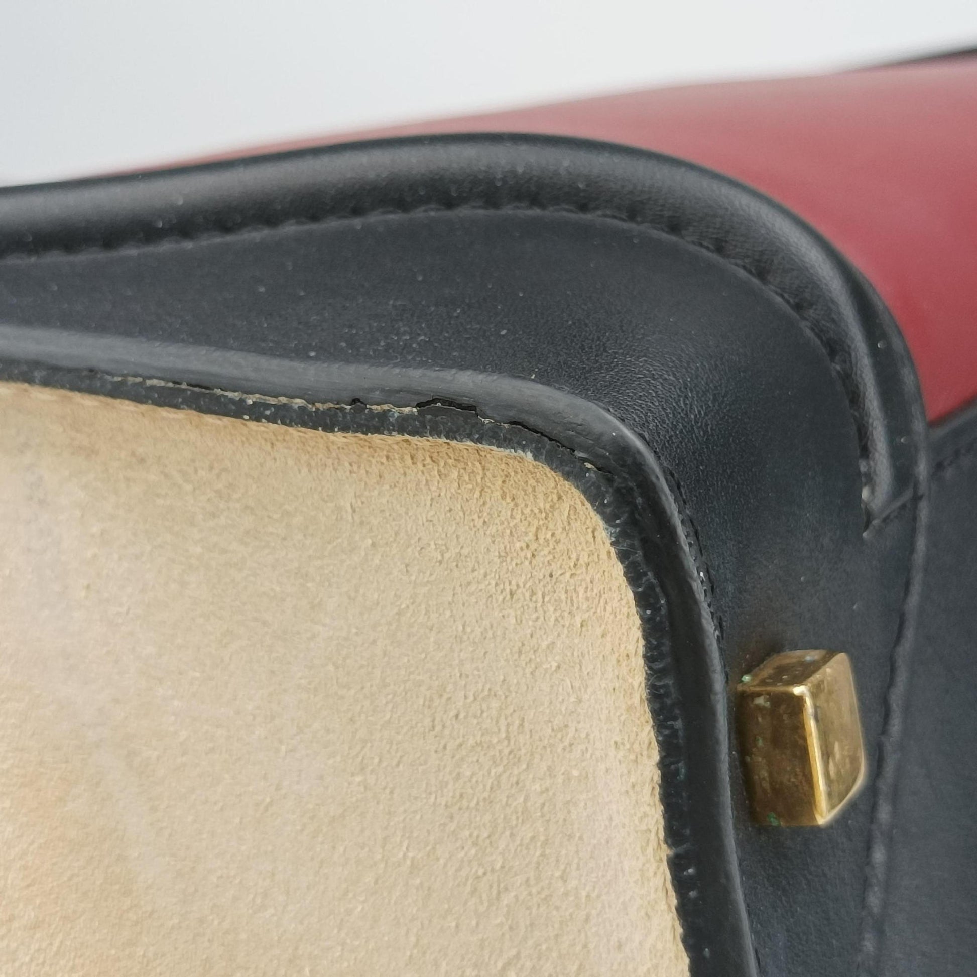 Luggage Mini Shopper Beige×Bordeaux×Black Suede × leather S-SA-0182 S-MM-0192ラゲージミニショッパー ベージュ×ボルドー×ブラック スエード×レザー S-SA-0182 S-MM-0192