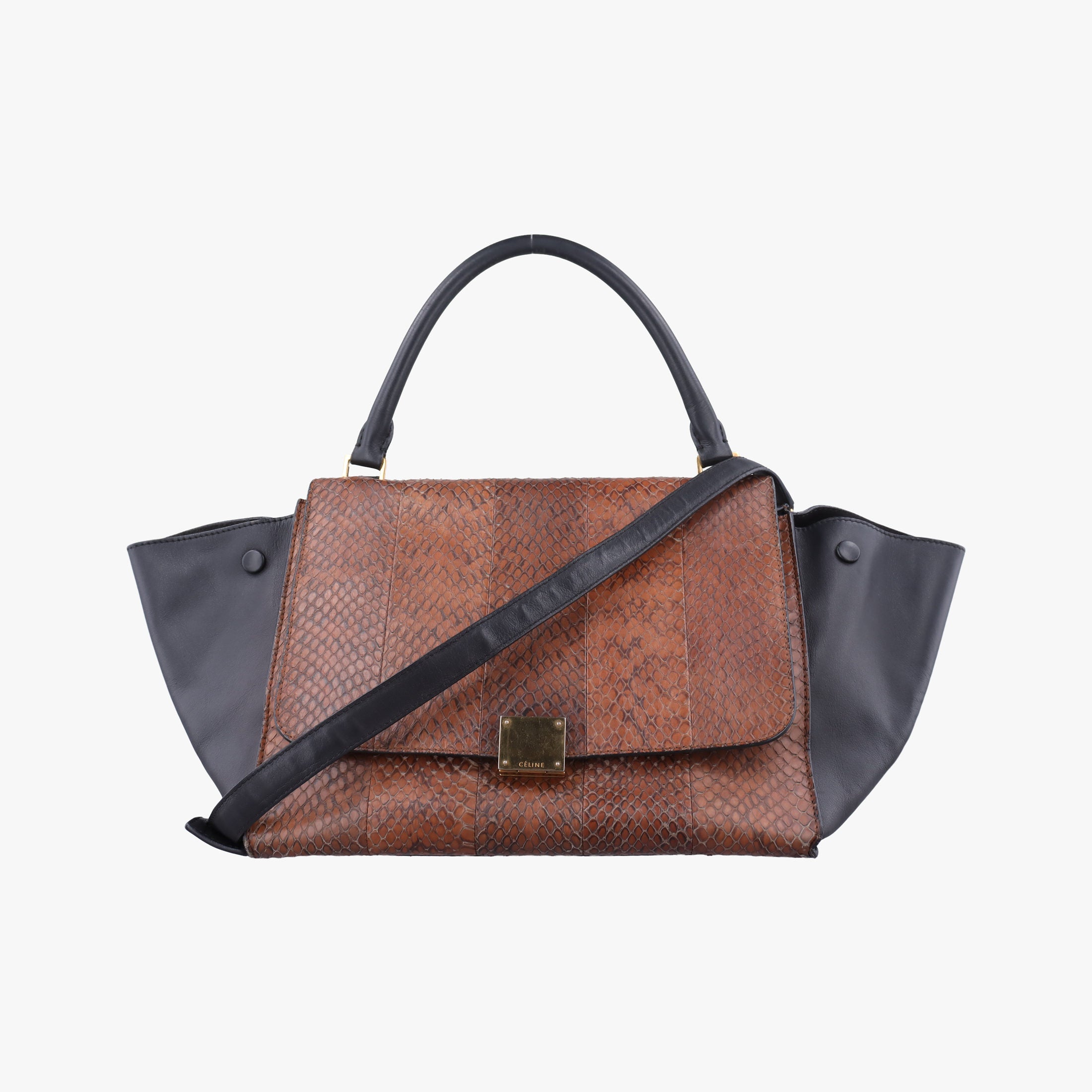Trapeze Brown × Black Snakeskin × Leather W-GM-0172トラペーズミディアム ブラウン × ブラック スネークスキン × レザー W-GM-0172