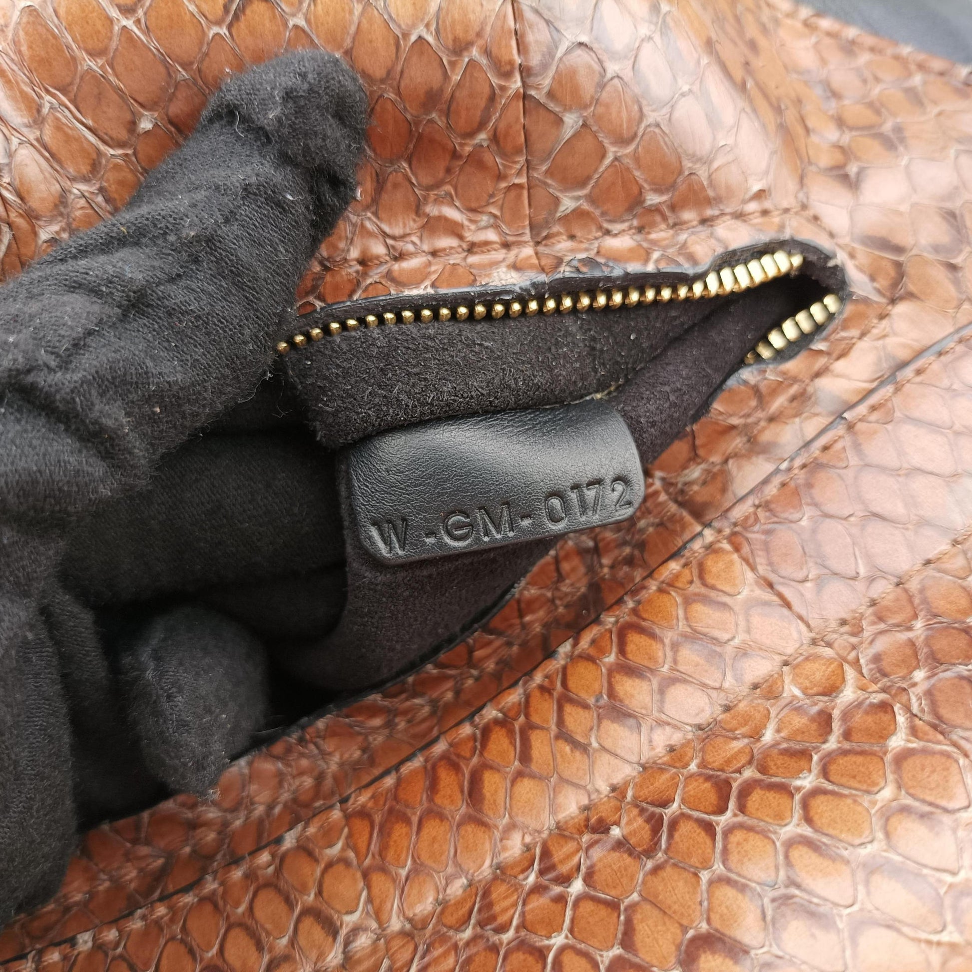 Trapeze Brown × Black Snakeskin × Leather W-GM-0172トラペーズミディアム ブラウン × ブラック スネークスキン × レザー W-GM-0172