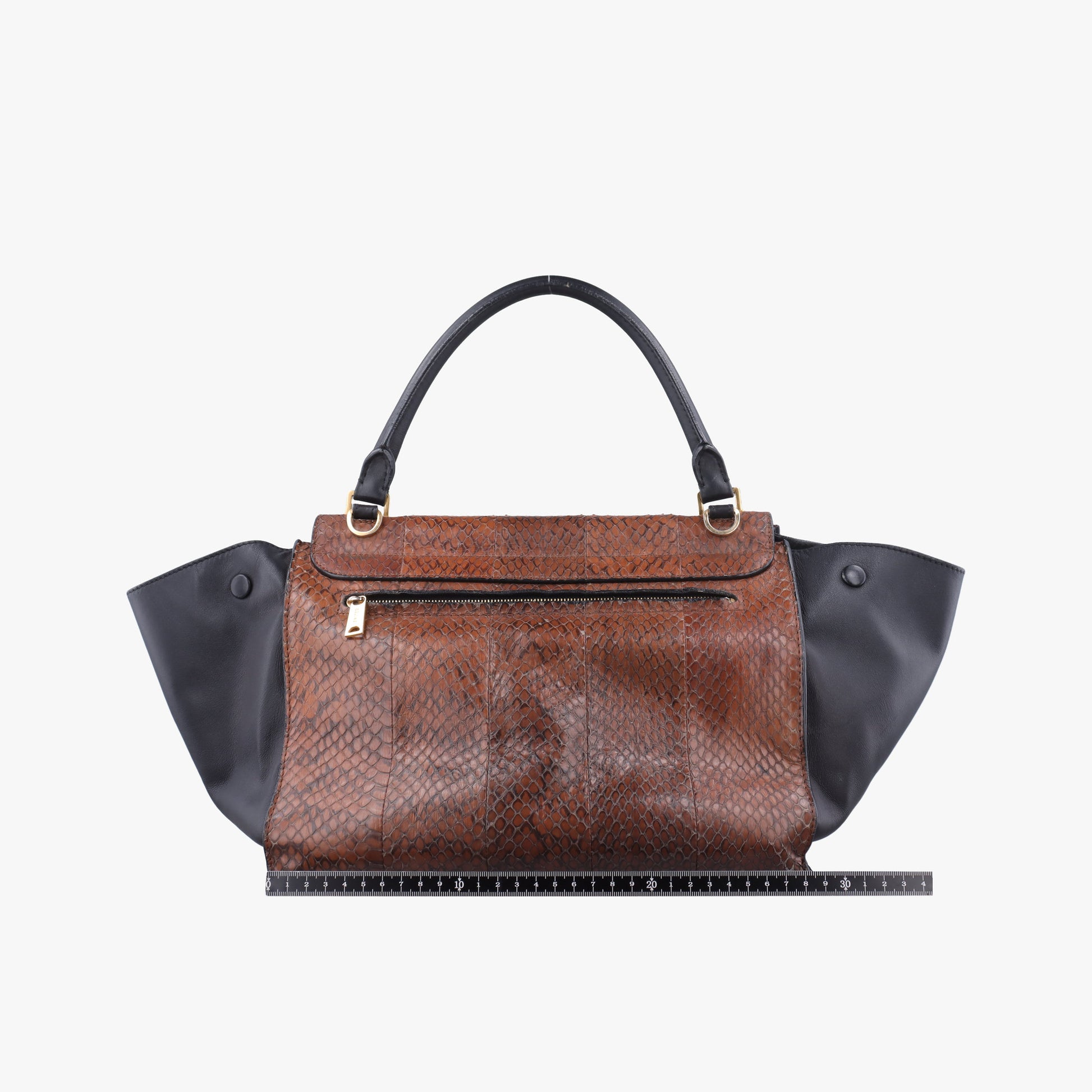 Trapeze Brown × Black Snakeskin × Leather W-GM-0172トラペーズミディアム ブラウン × ブラック スネークスキン × レザー W-GM-0172