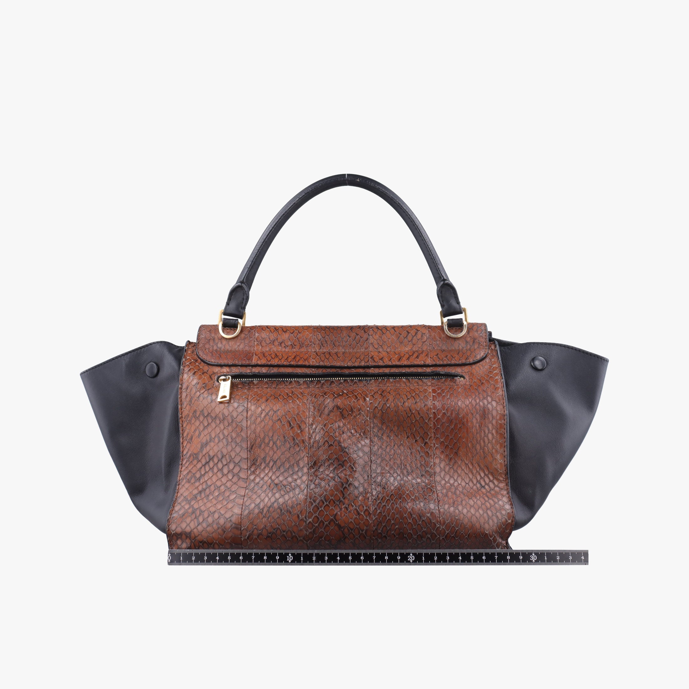 Trapeze Brown × Black Snakeskin × Leather W-GM-0172トラペーズミディアム ブラウン × ブラック スネークスキン × レザー W-GM-0172