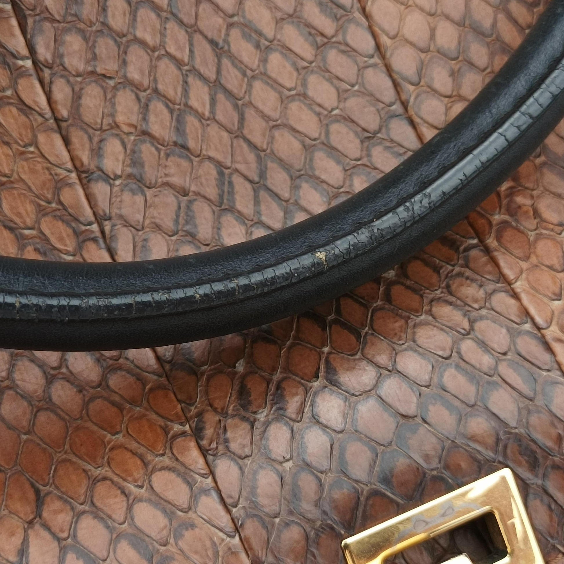 Trapeze Brown × Black Snakeskin × Leather W-GM-0172トラペーズミディアム ブラウン × ブラック スネークスキン × レザー W-GM-0172