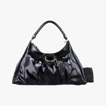 Abbey D-ring Hobo Black Patent 189833 A3387422アビー Dリング ホーボー ブラック パテント 189833 A3387422