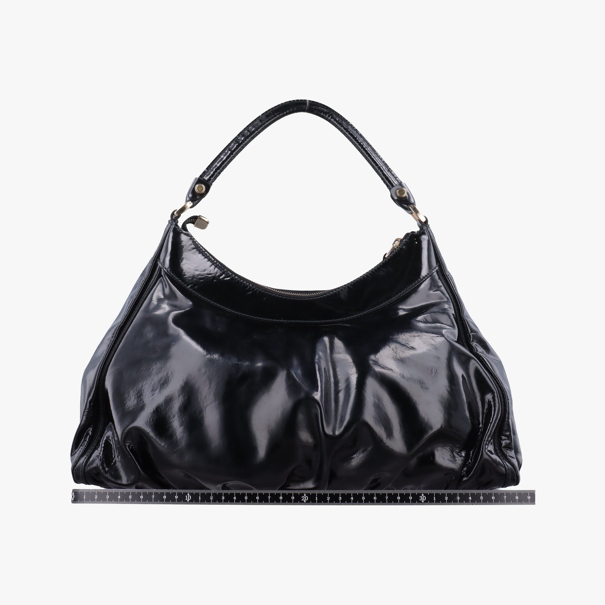 Abbey D-ring Hobo Black Patent 189833 A3387422アビー Dリング ホーボー ブラック パテント 189833 A3387422