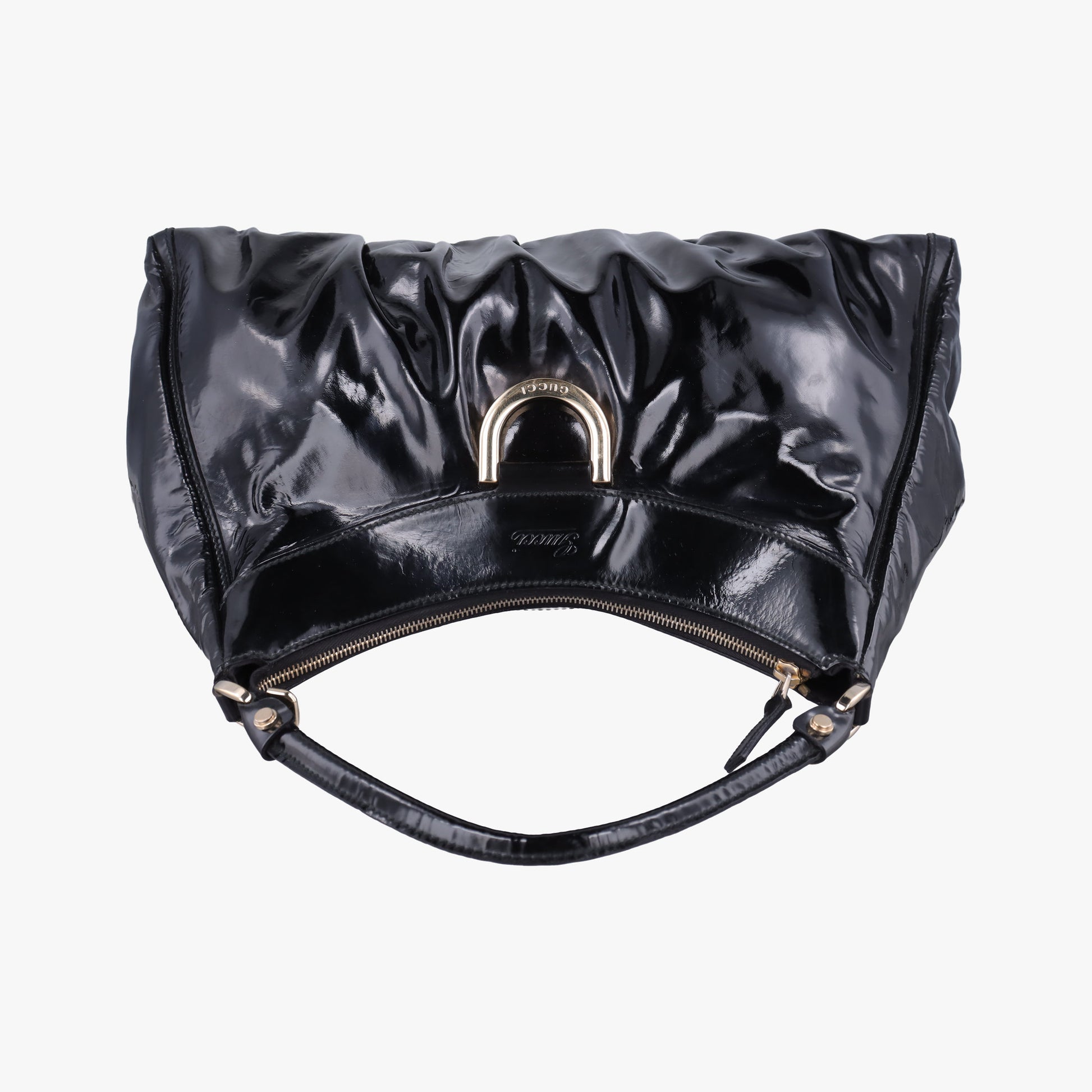 Abbey D-ring Hobo Black Patent 189833 A3387422アビー Dリング ホーボー ブラック パテント 189833 A3387422
