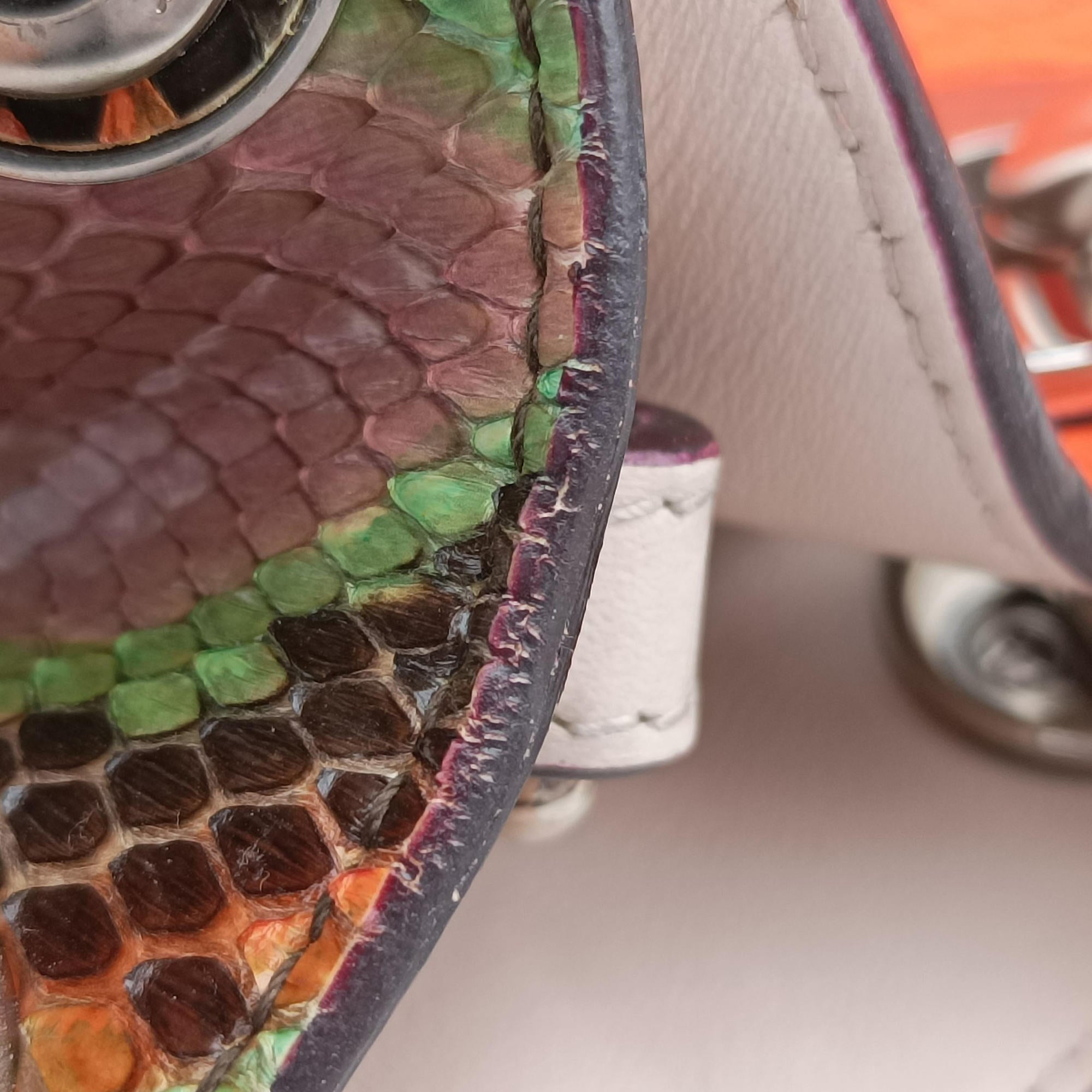 Diorissimo Orange × Multicolor Leather × Snakeskin 09-MA-0124ディオリッシモ オレンジ × マルチカラー レザー × スネークスキン 09-MA-0124