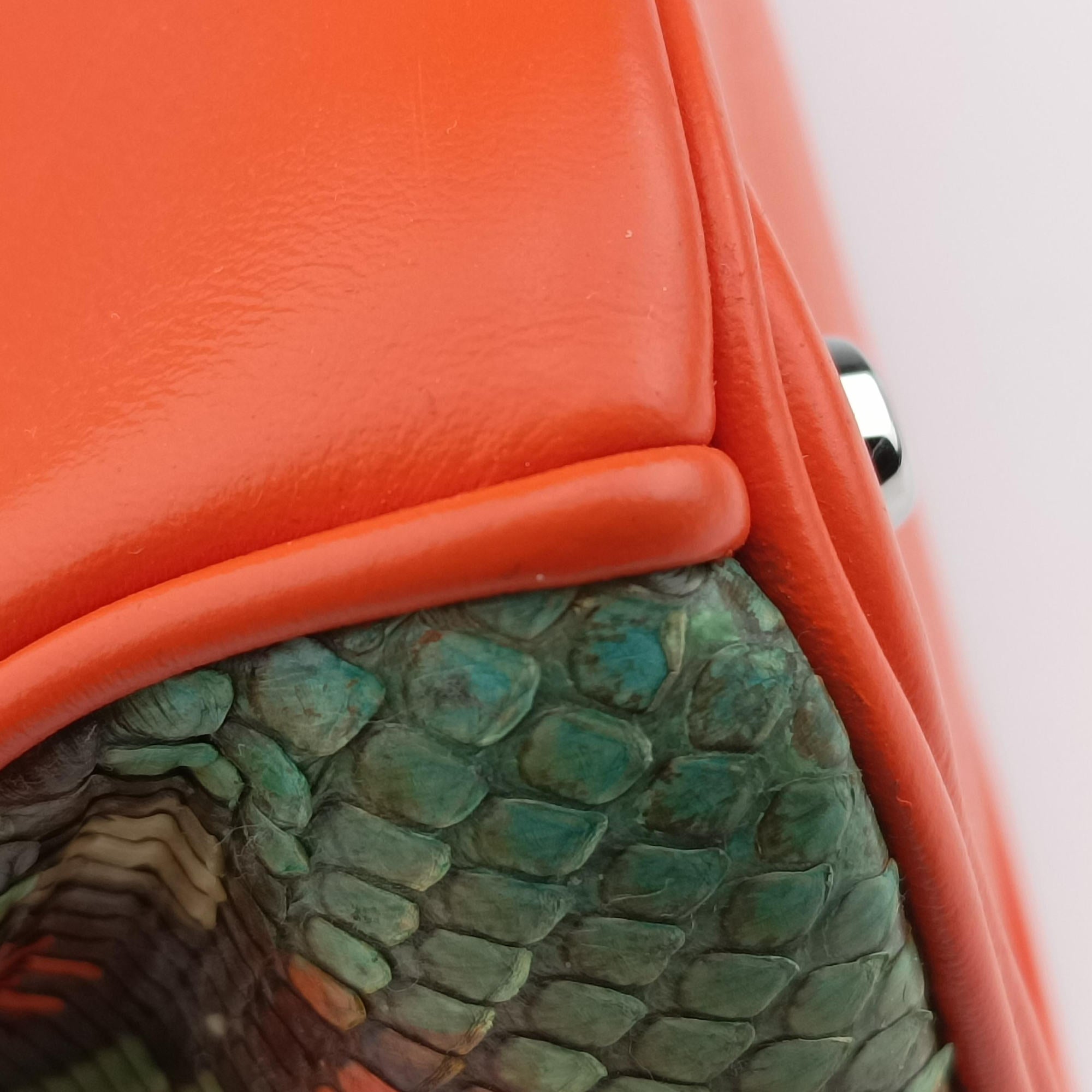 Diorissimo Orange × Multicolor Leather × Snakeskin 09-MA-0124ディオリッシモ オレンジ × マルチカラー レザー × スネークスキン 09-MA-0124