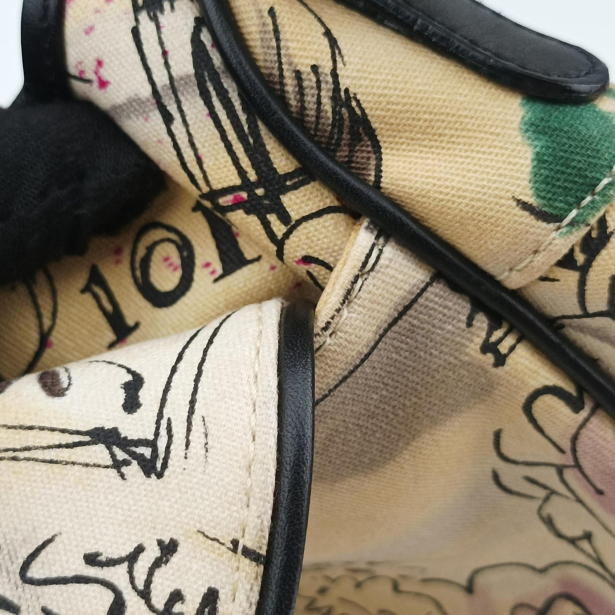 Paris '50s Motif Print Saddle Bag Beige × Multicolor Canvas × Leather 06-RU-003550's パリ モチーフ プリント サドルバッグ ベージュ×マルチカラー キャンバス × レザー 06-RU-0035
