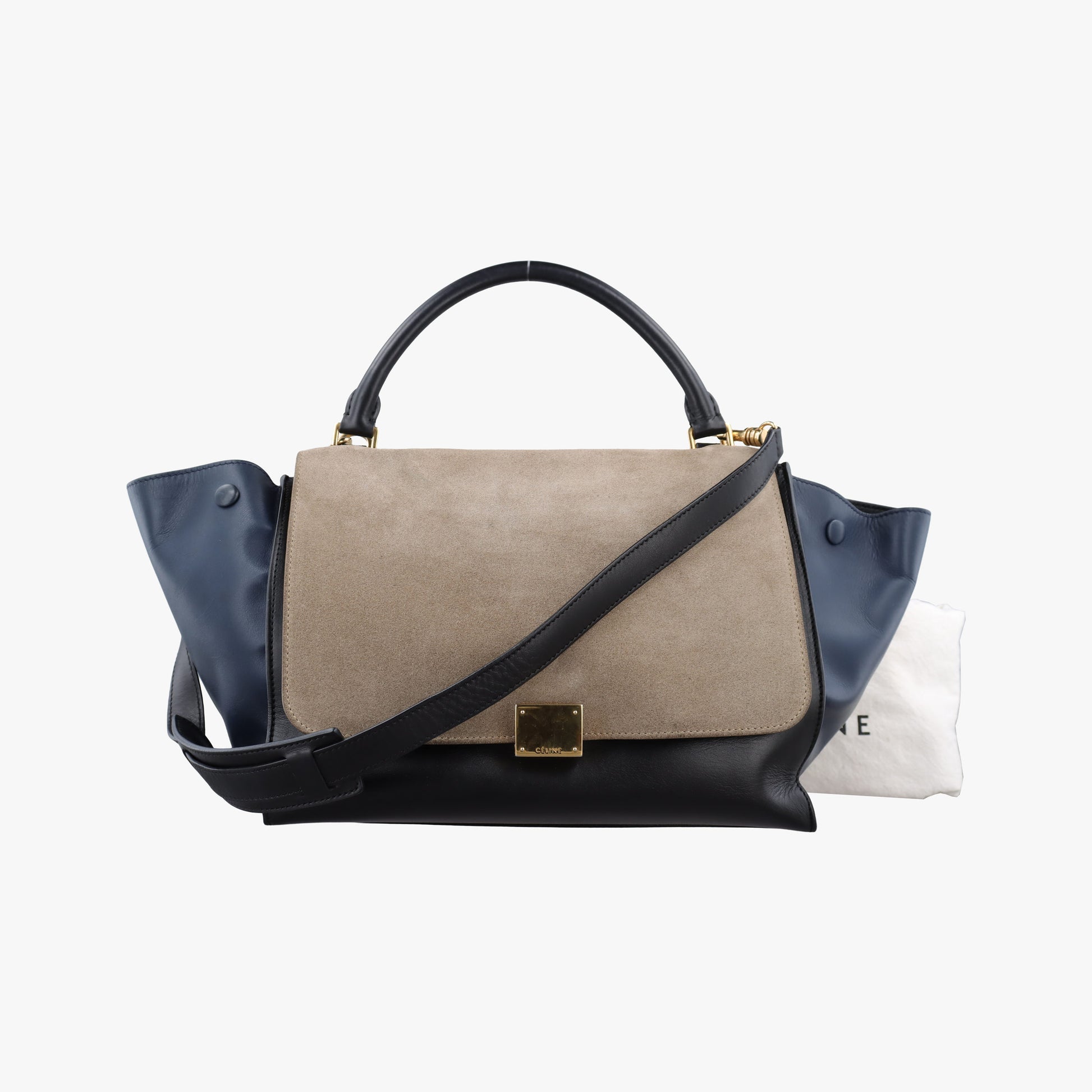 Trapeze Beige×black×blue Suede × leather S-MP-1121トラペーズミディアム ベージュ×ブラック×ブルー スエード×レザー S-MP-1121