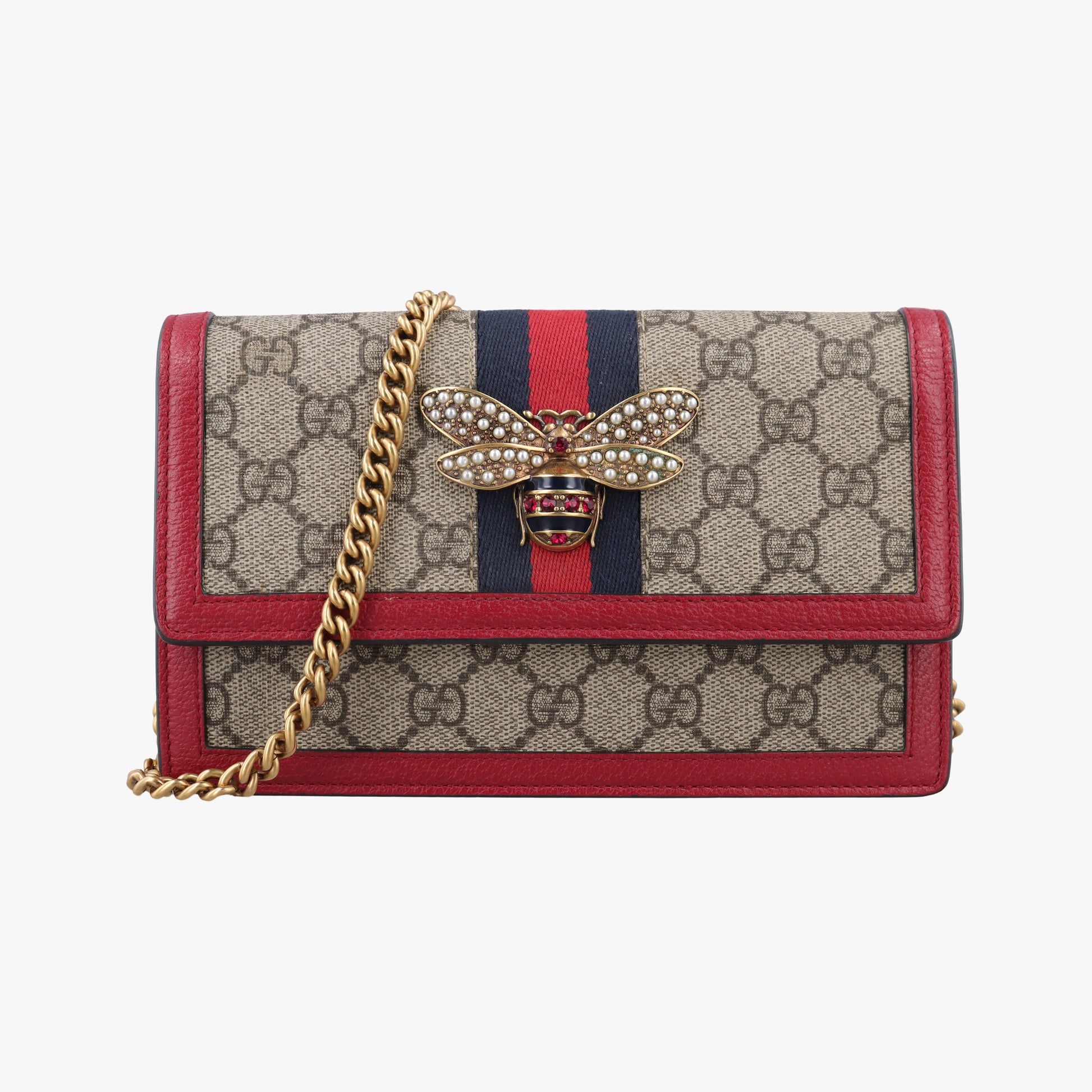 Queen Margaret Beige×Red×Navy PVC coated canvas×leather 476079 クィーンマーガレット ベージュ×レッド×ネイビー PVCコーティングキャンバス×レザー 476079 