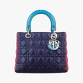 Lady Dior Navy×Pink×Light Blue lambskin 11-MA-1101レディディオール ネイビー×ピンク×ライトブルー ラムスキン 11-MA-1101