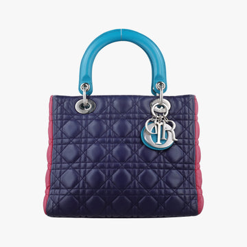 Lady Dior Navy×Pink×Light Blue lambskin 11-MA-1101レディディオール ネイビー×ピンク×ライトブルー ラムスキン 11-MA-1101