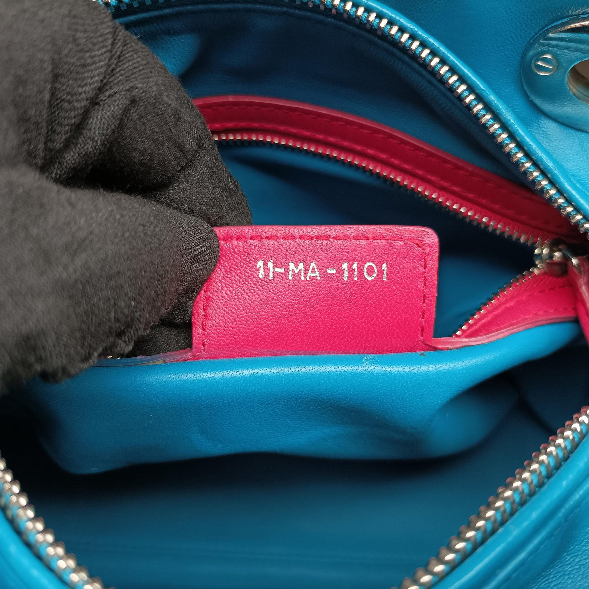 Lady Dior Navy×Pink×Light Blue lambskin 11-MA-1101レディディオール ネイビー×ピンク×ライトブルー ラムスキン 11-MA-1101