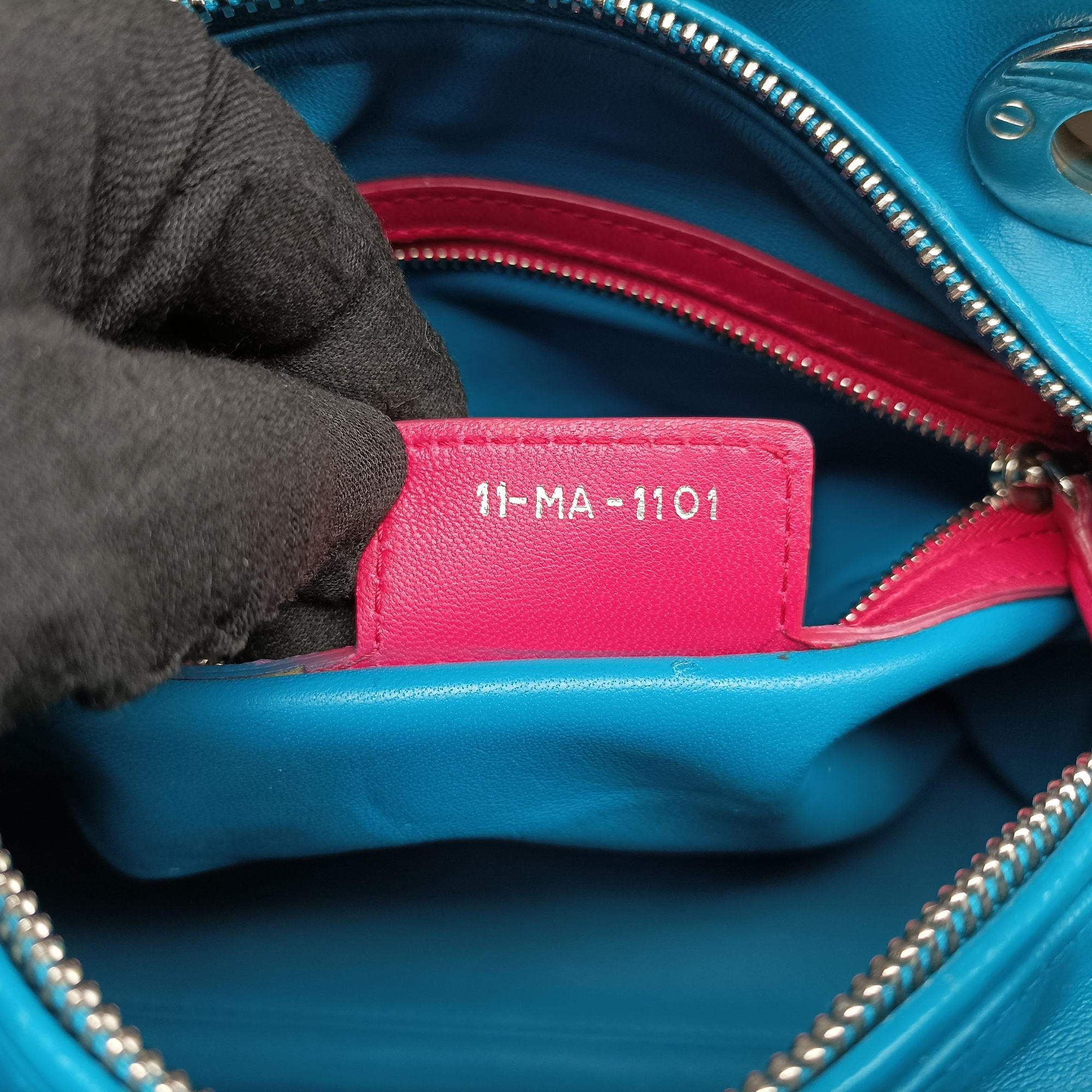 Lady Dior Navy×Pink×Light Blue lambskin 11-MA-1101レディディオール ネイビー×ピンク×ライトブルー ラムスキン 11-MA-1101