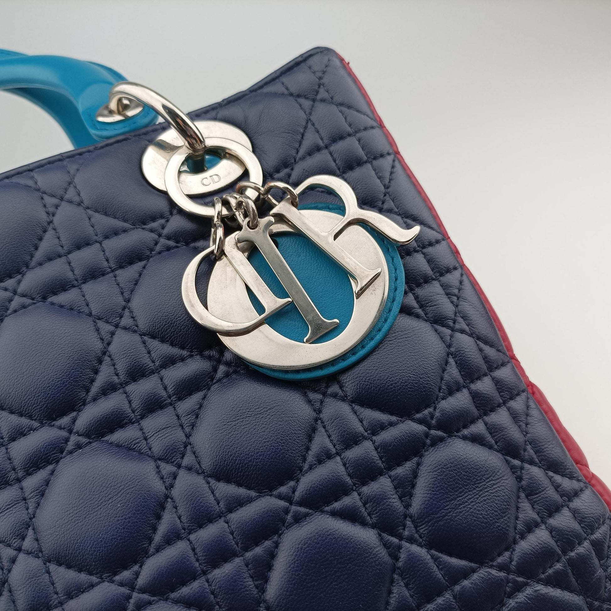 Lady Dior Navy×Pink×Light Blue lambskin 11-MA-1101レディディオール ネイビー×ピンク×ライトブルー ラムスキン 11-MA-1101