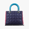 Lady Dior Navy×Pink×Light Blue lambskin 11-MA-1101レディディオール ネイビー×ピンク×ライトブルー ラムスキン 11-MA-1101