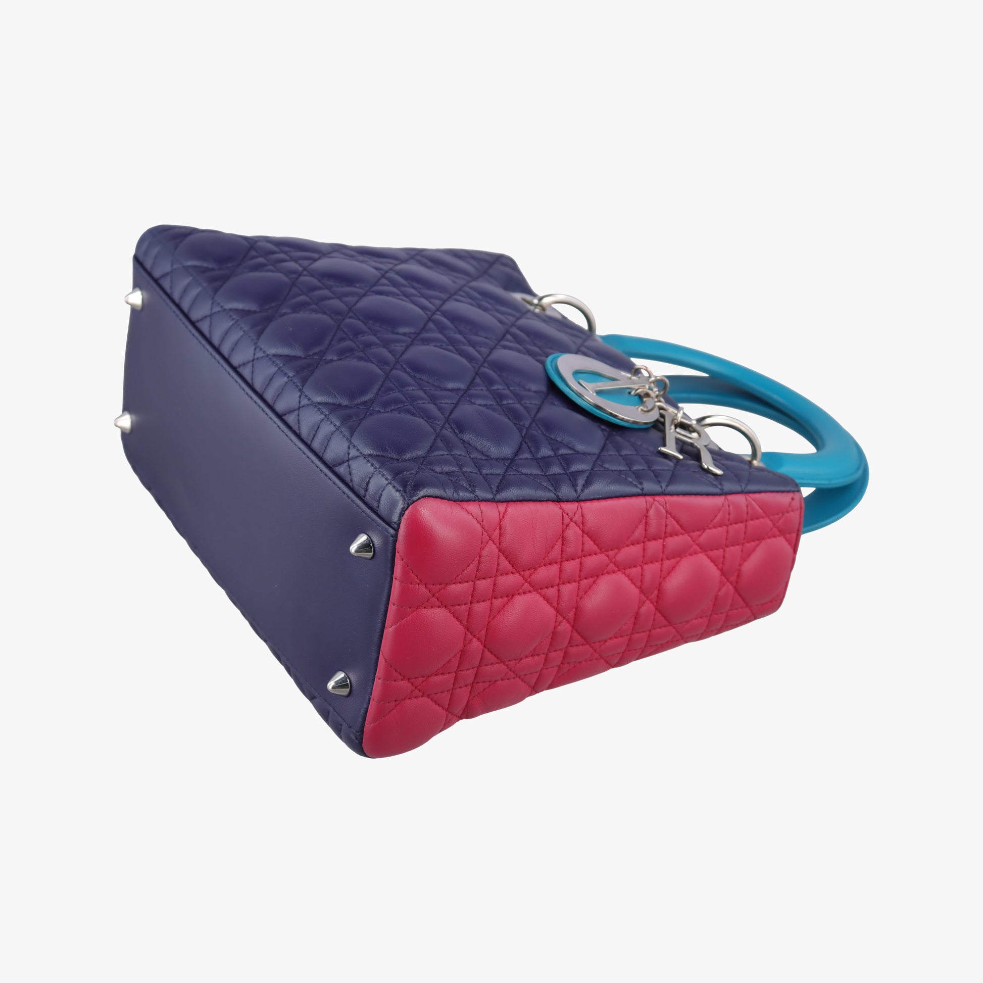 Lady Dior Navy×Pink×Light Blue lambskin 11-MA-1101レディディオール ネイビー×ピンク×ライトブルー ラムスキン 11-MA-1101