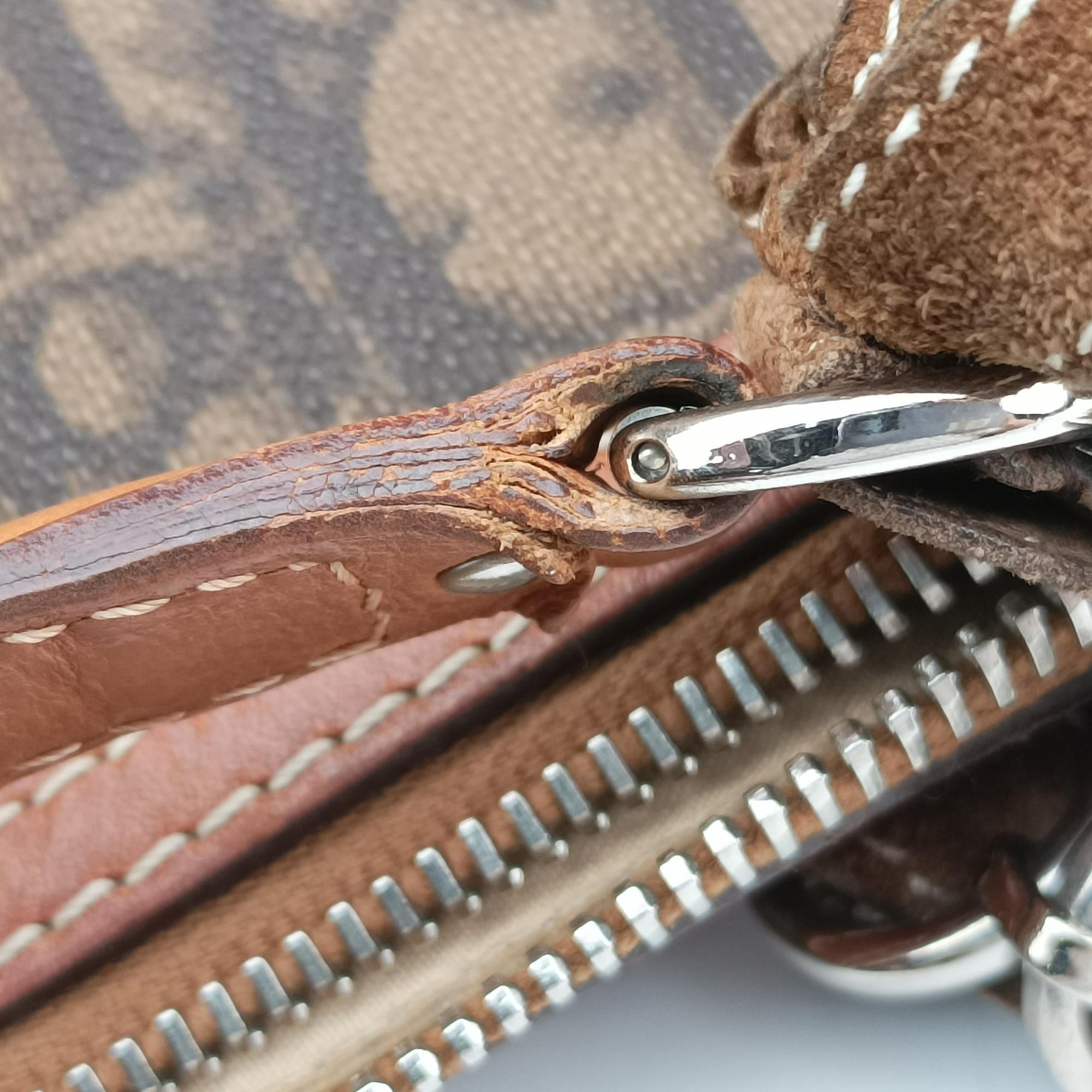 Trotter Romantique  Bow Brown×Multicolour PVC coated canvas×Leather 14-BO-1006ロマンティックトロッター ボウ ブラウン×マルチカラー PVCコーティングキャンバス×レザー 14-BO-1006
