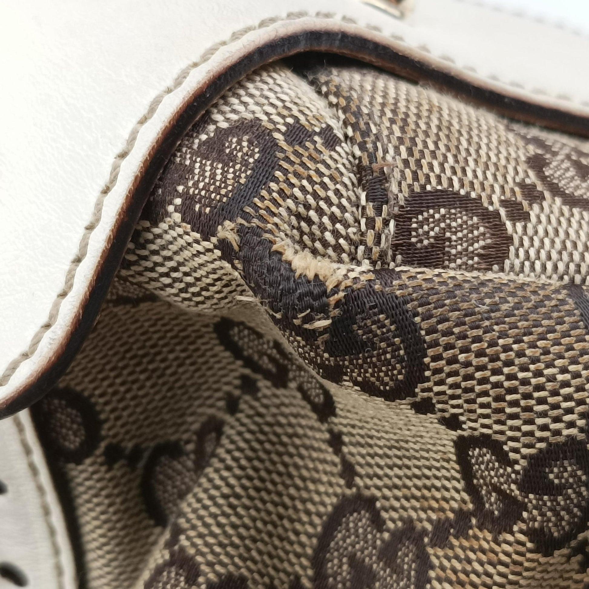 Pelham Hobo Brown×White canvas×leather 137621 ペルハム ホーボー ブラウン×ホワイト キャンバス×レザー 137621 