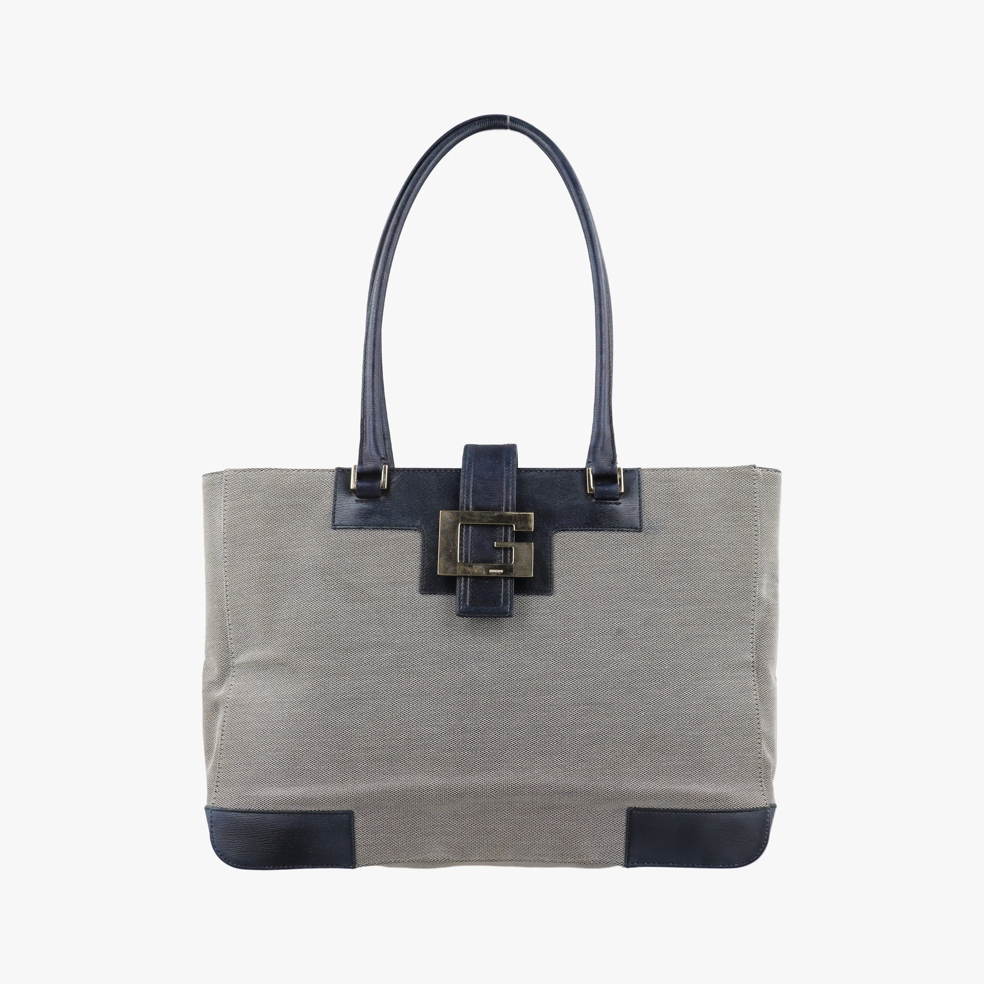 G logo tote Gray×Navy Leather×Canvas 002.11 Gロゴ トート グレー×ネービー レザー×キャンバス 002.11 