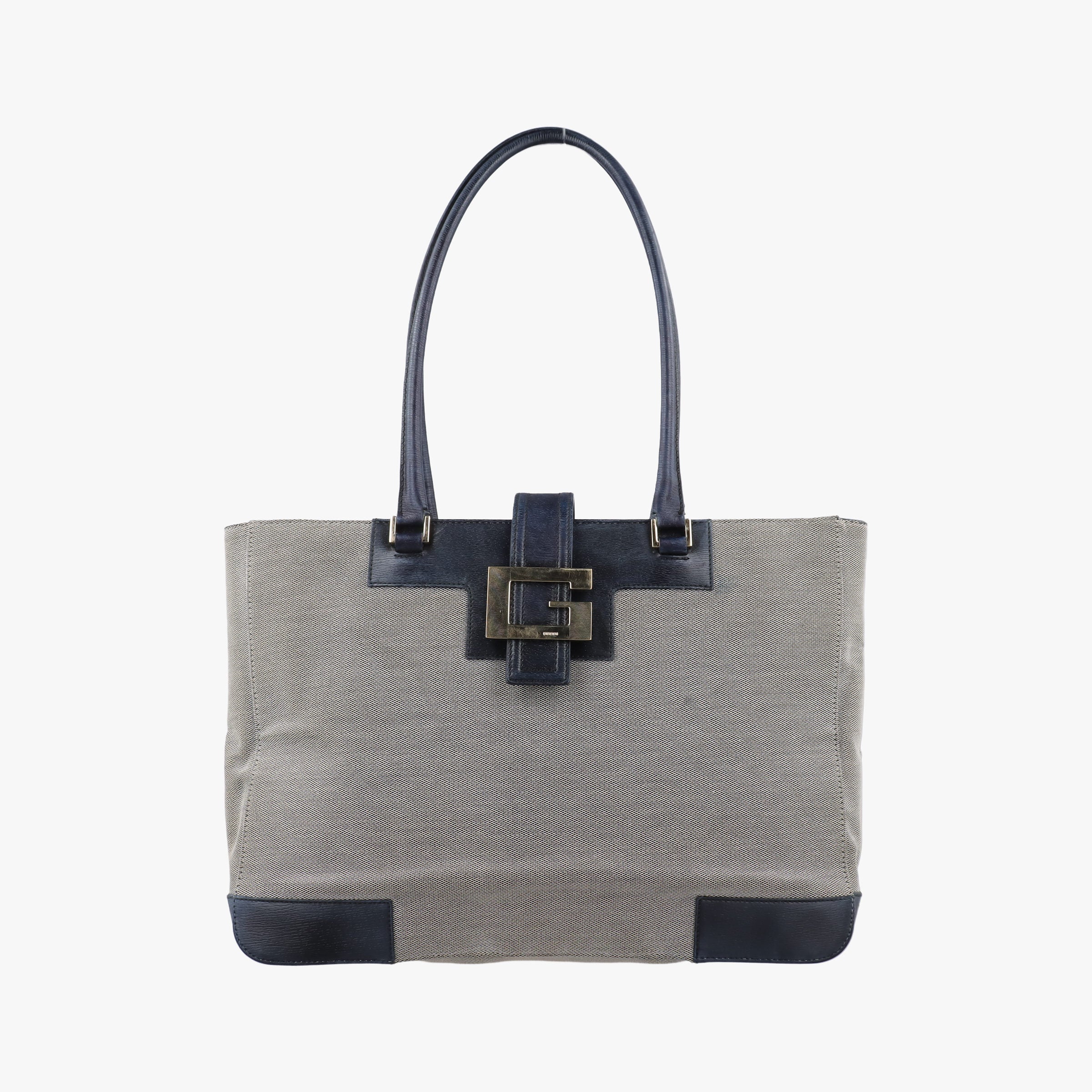 G logo tote Gray×Navy Leather×Canvas 002.11 Gロゴ トート グレー×ネービー レザー×キャンバス 002.11 
