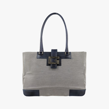 G logo tote Gray×Navy Leather×Canvas 002.11 Gロゴ トート グレー×ネービー レザー×キャンバス 002.11 