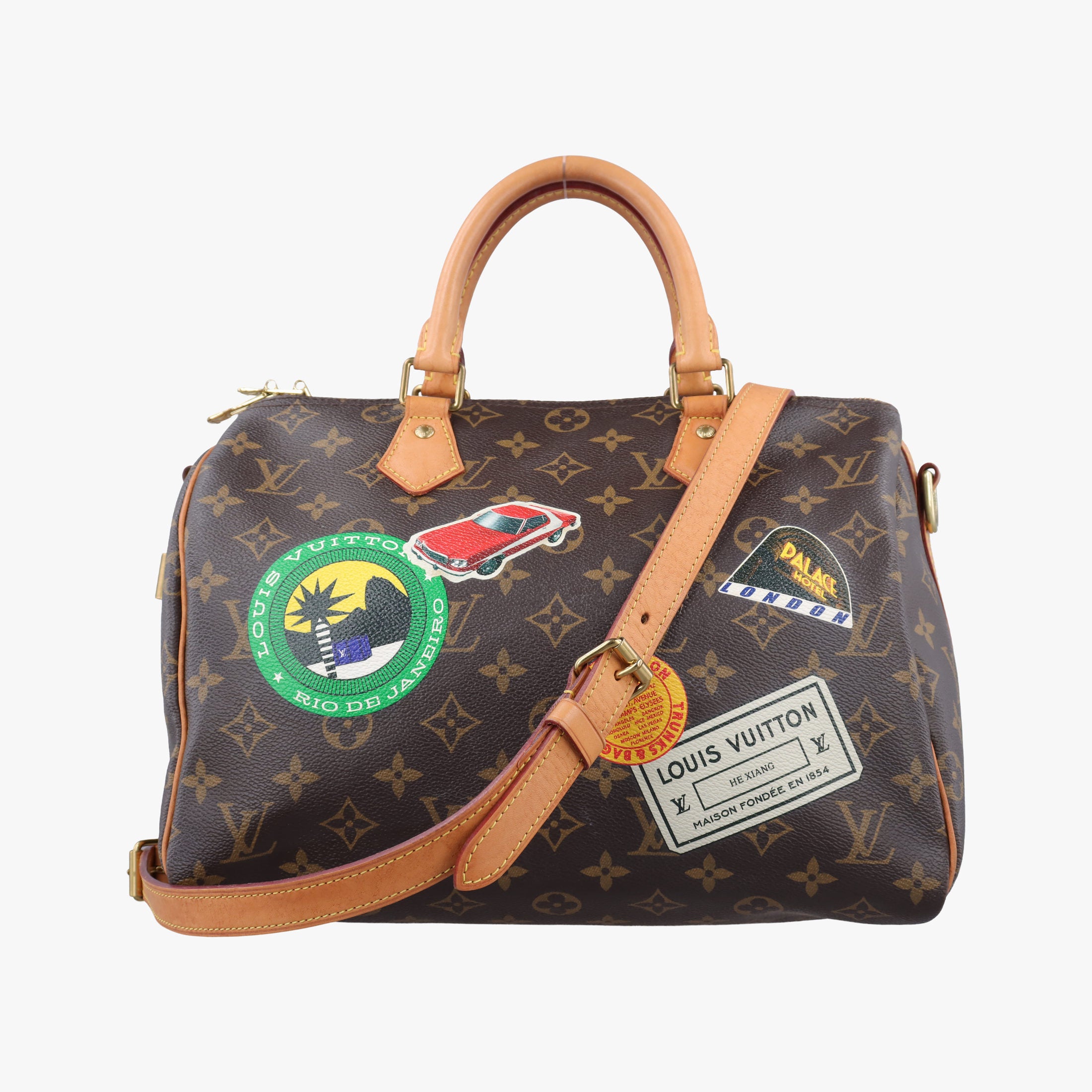 World Tour Edition Speedy Bandouliere 30 Brown×multi Monogram Canvas DU4187ワールドツアー コレクション スピーディ・バンドリエール30 モノグラム/ブラウン×マルチ モノグラム キャンバス DU4187